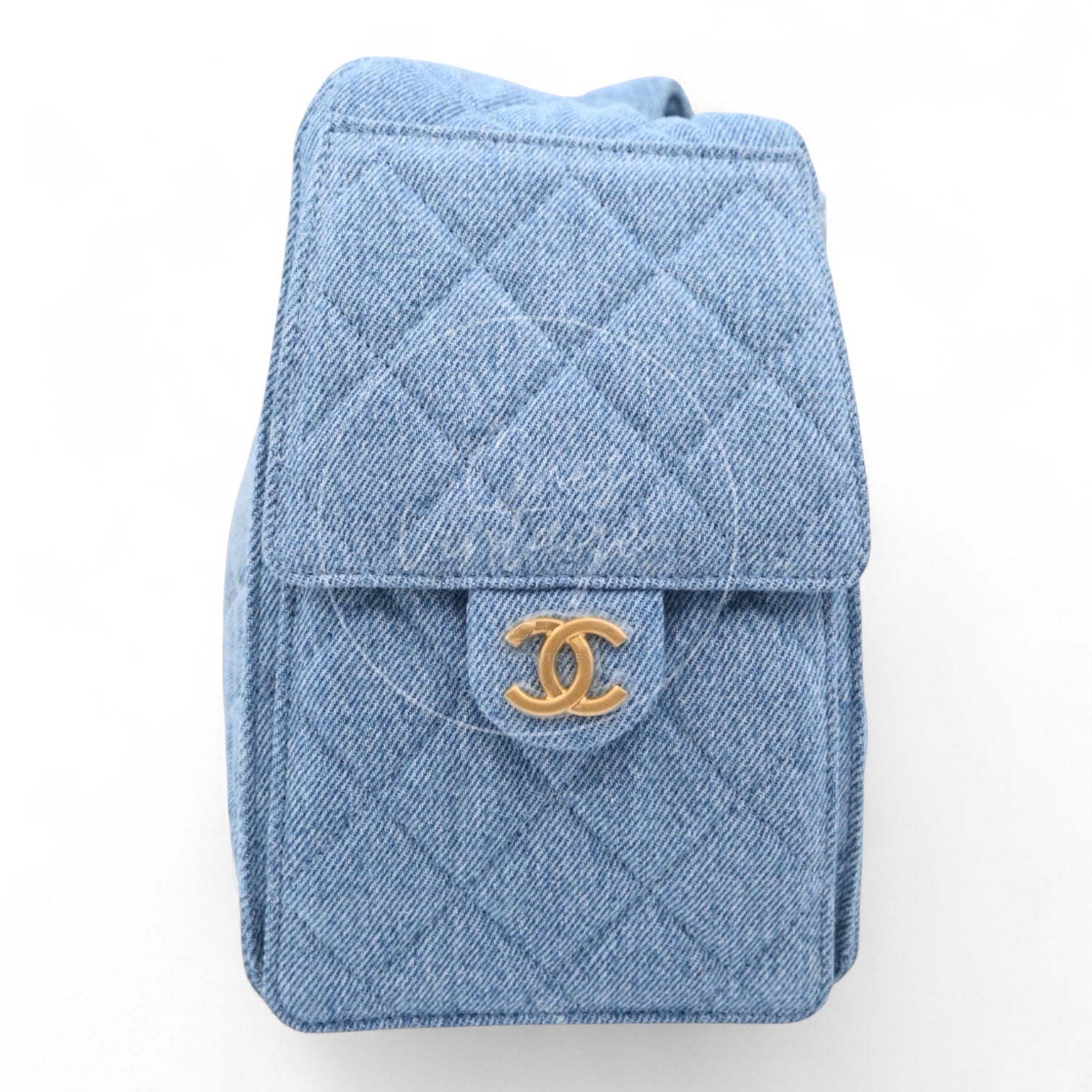 [Unused] Chanel 25 Washed Denim & Gold-Tone Metal Small Handbag