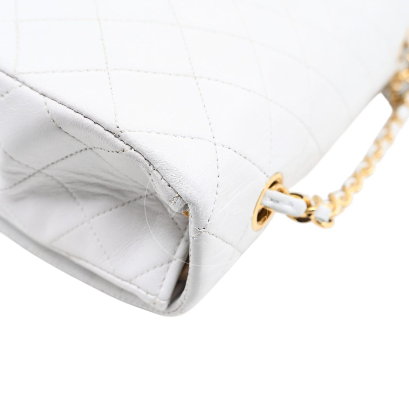 [Pre-owned] Chanel Quilted Classic White Full Flap Shoulder Bag Series 1