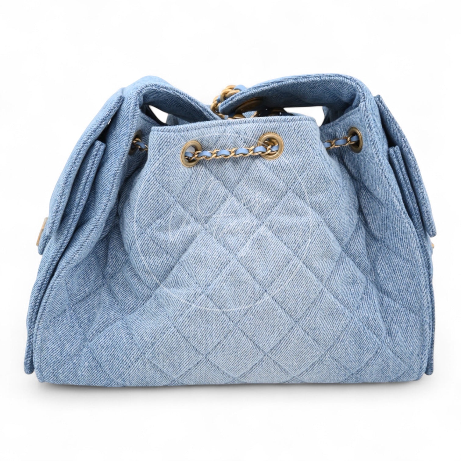 [Unused] Chanel 25 Washed Denim & Gold-Tone Metal Small Handbag