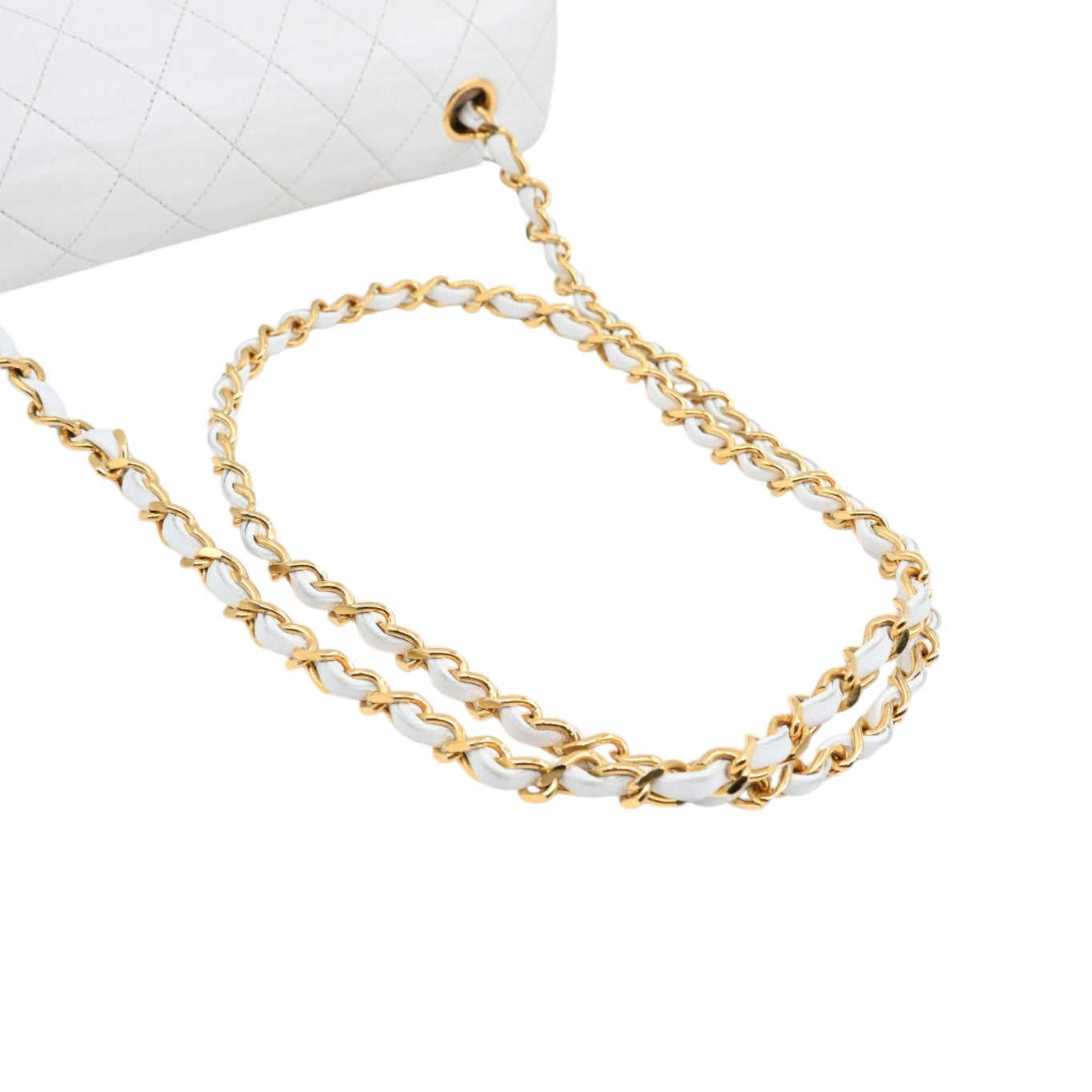 [Pre-owned] Chanel Quilted Classic White Full Flap Shoulder Bag Series 1