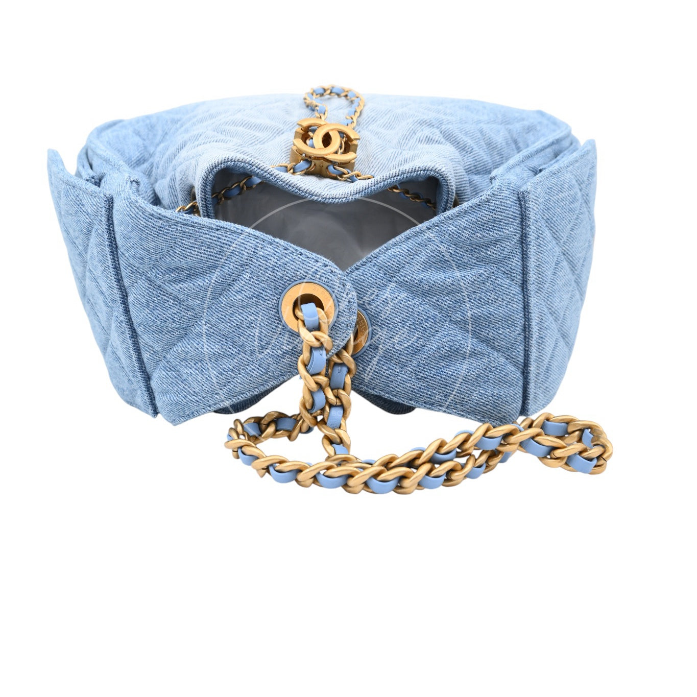 [Unused] Chanel 25 Washed Denim & Gold-Tone Metal Small Handbag