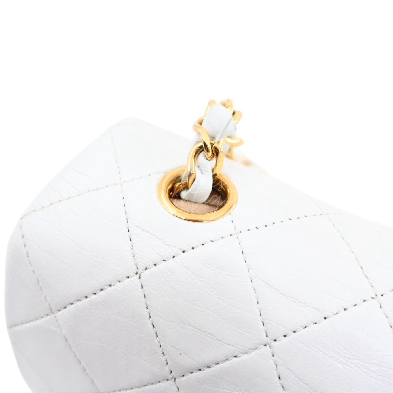 [Pre-owned] Chanel Quilted Classic White Full Flap Shoulder Bag Series 1