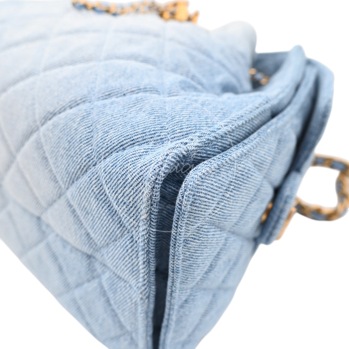 [Unused] Chanel 25 Washed Denim & Gold-Tone Metal Small Handbag