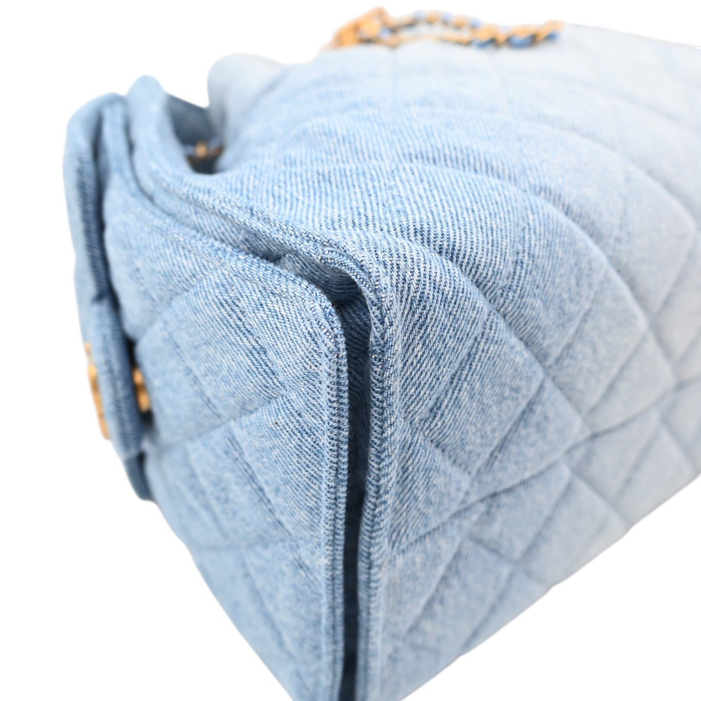 [Unused] Chanel 25 Washed Denim & Gold-Tone Metal Small Handbag