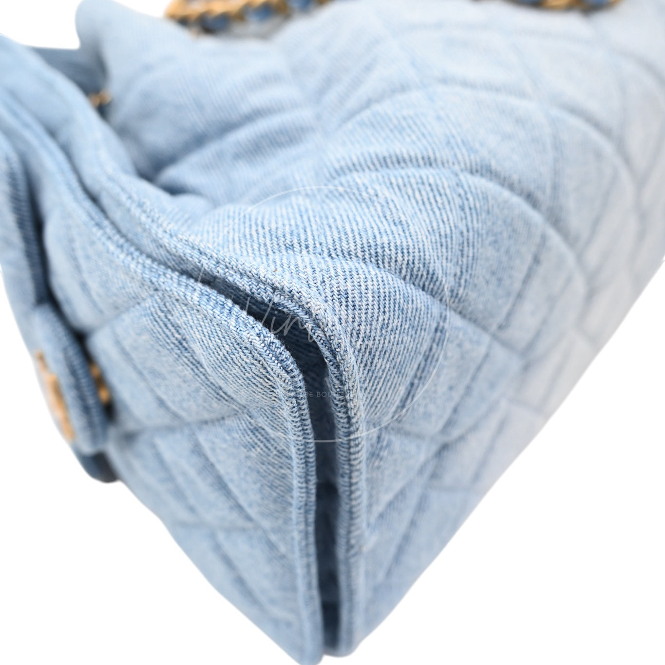 [Unused] Chanel 25 Washed Denim & Gold-Tone Metal Small Handbag