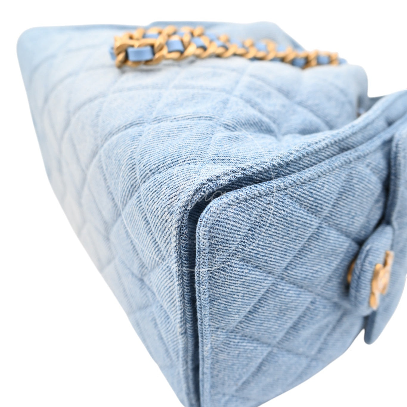 [Unused] Chanel 25 Washed Denim & Gold-Tone Metal Small Handbag