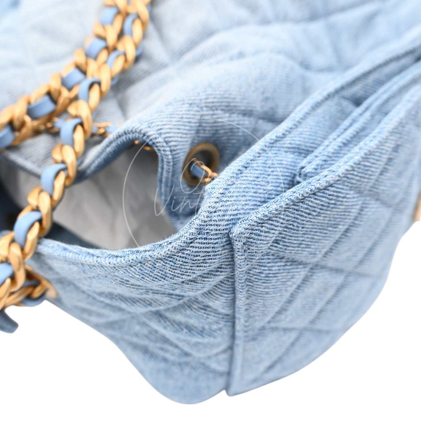 [Unused] Chanel 25 Washed Denim & Gold-Tone Metal Small Handbag