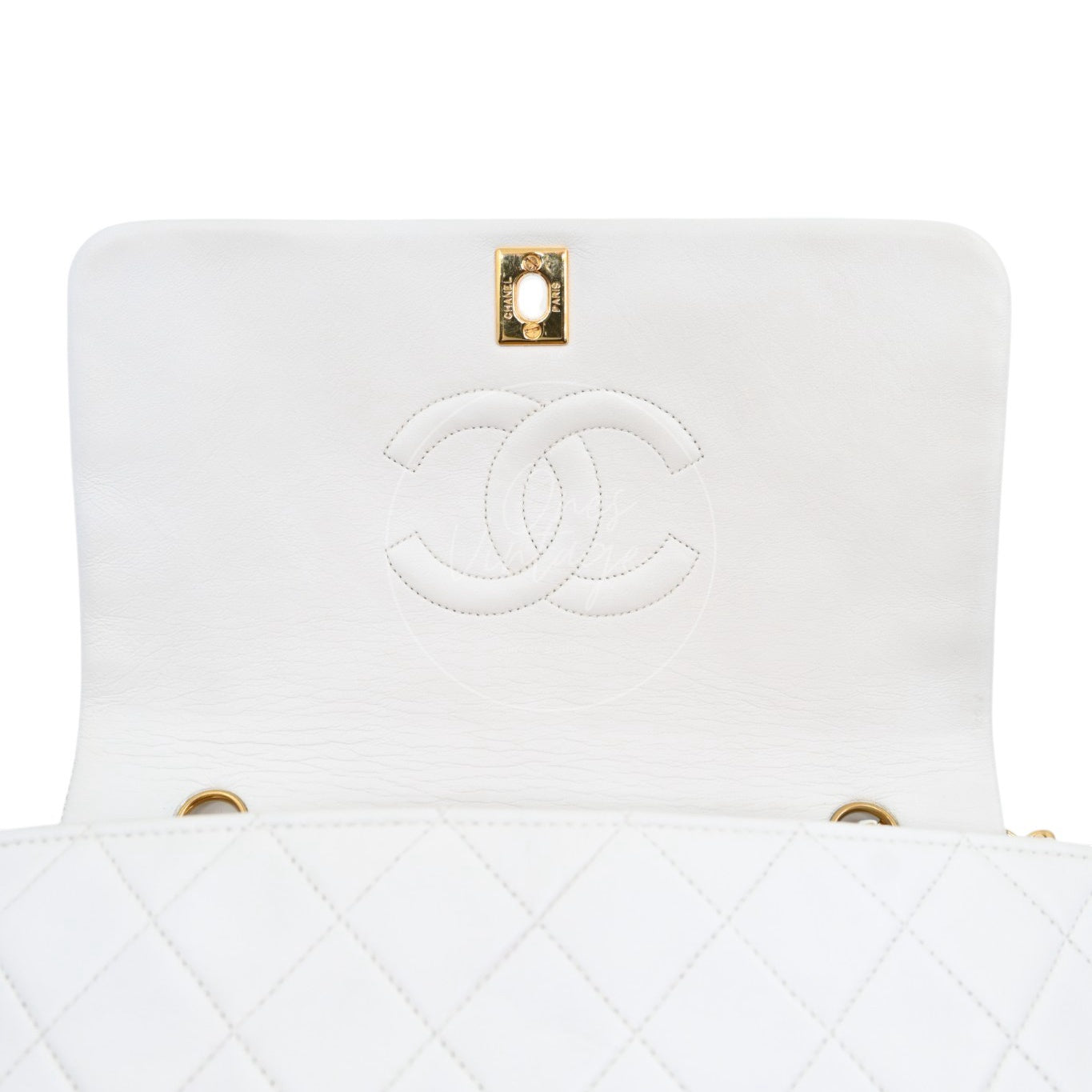 [Pre-owned] Chanel Quilted Classic White Full Flap Shoulder Bag Series 1