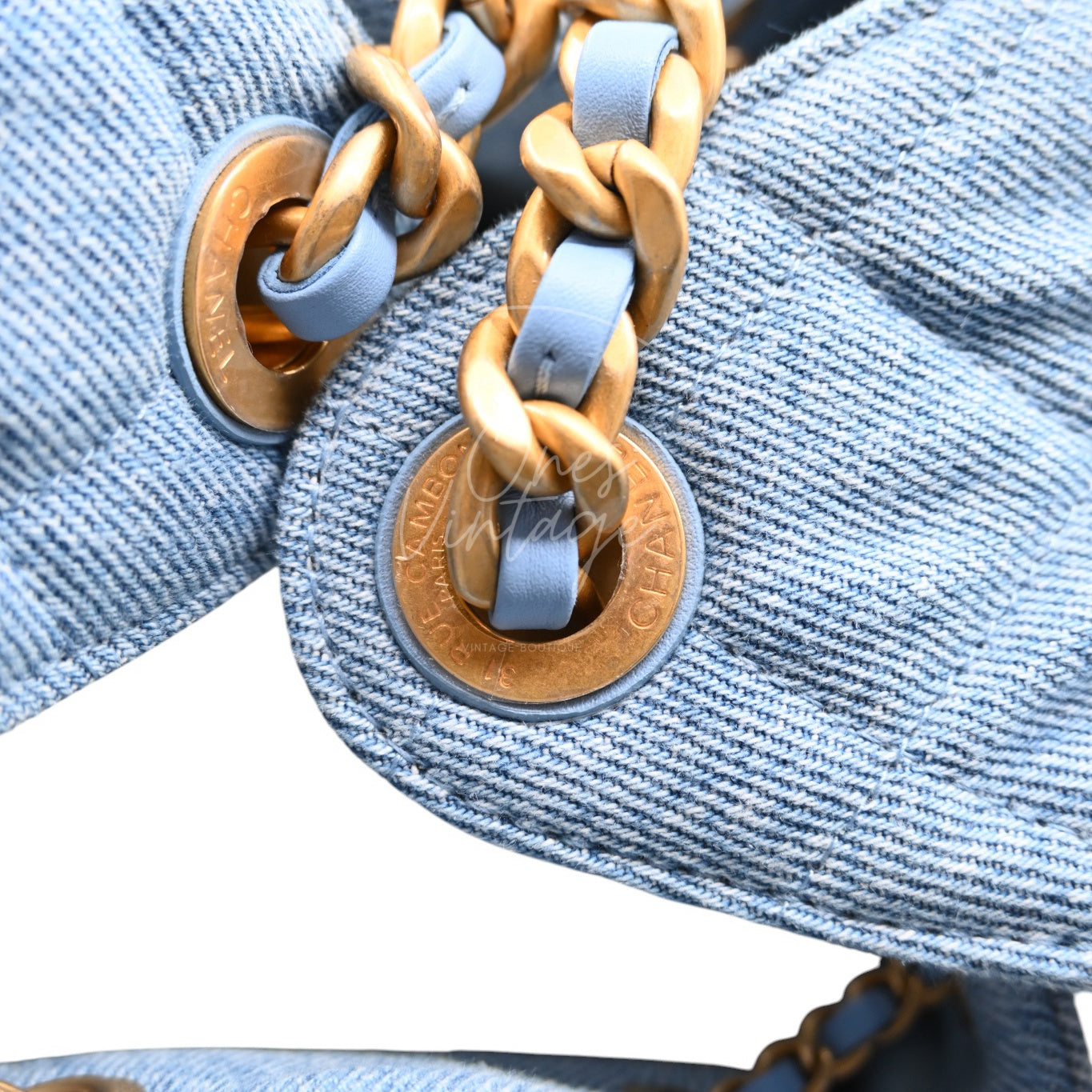 [Unused] Chanel 25 Washed Denim & Gold-Tone Metal Small Handbag