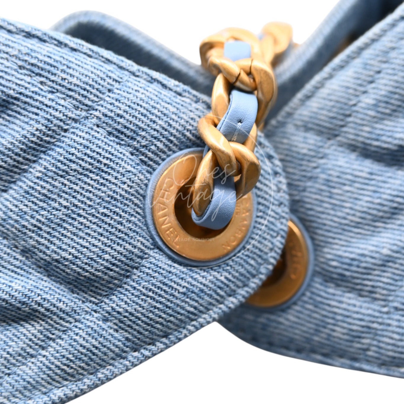 [Unused] Chanel 25 Washed Denim & Gold-Tone Metal Small Handbag