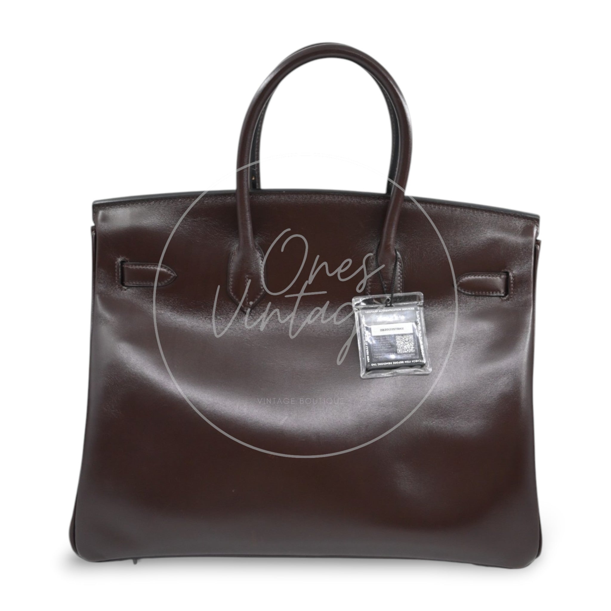 [Pre-owned] Hermes Birkin 35 Ebene Phw Box Leather Stamp Square J