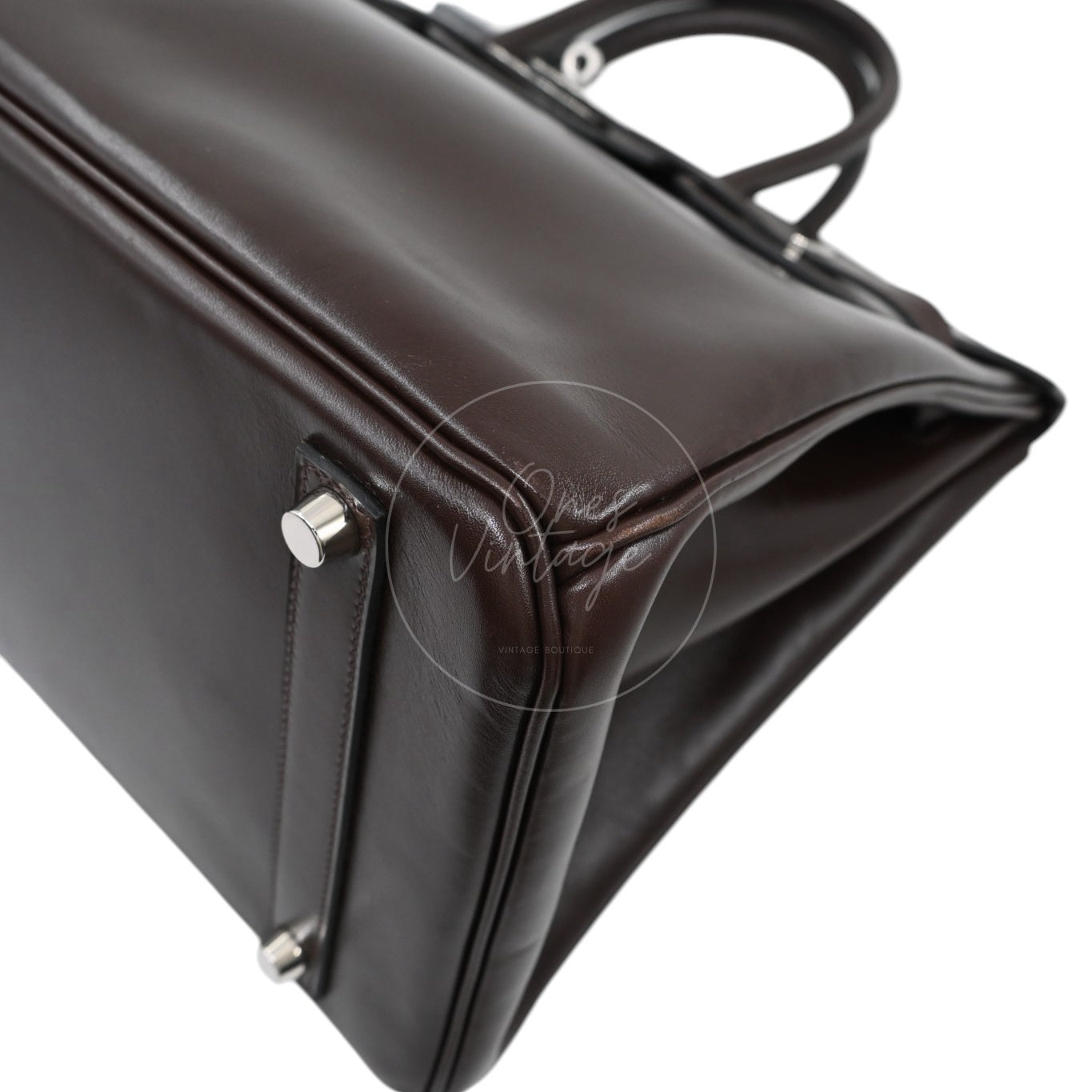 [Pre-owned] Hermes Birkin 35 Ebene Phw Box Leather Stamp Square J