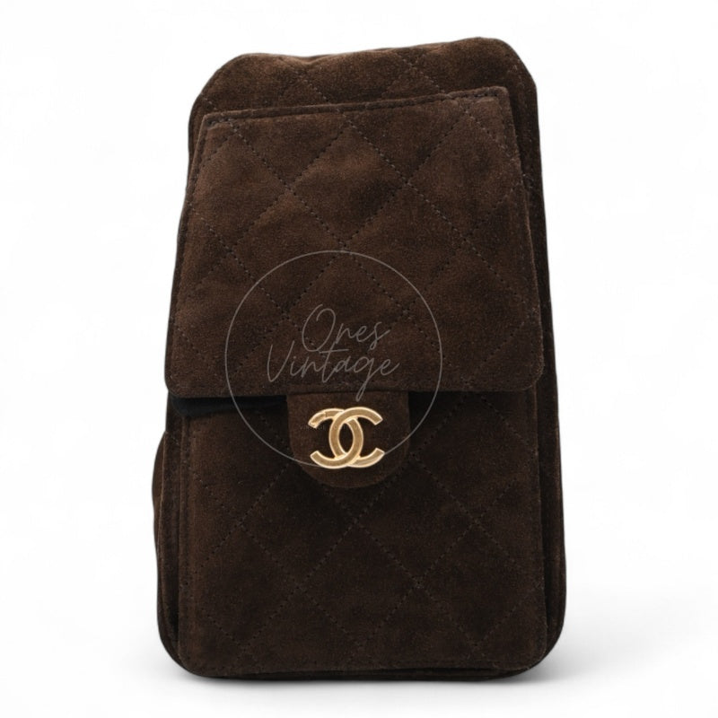 [Unused] Chanel 25 Suede Calfskin & Gold-tone Metal Dark Brown Small Handbag