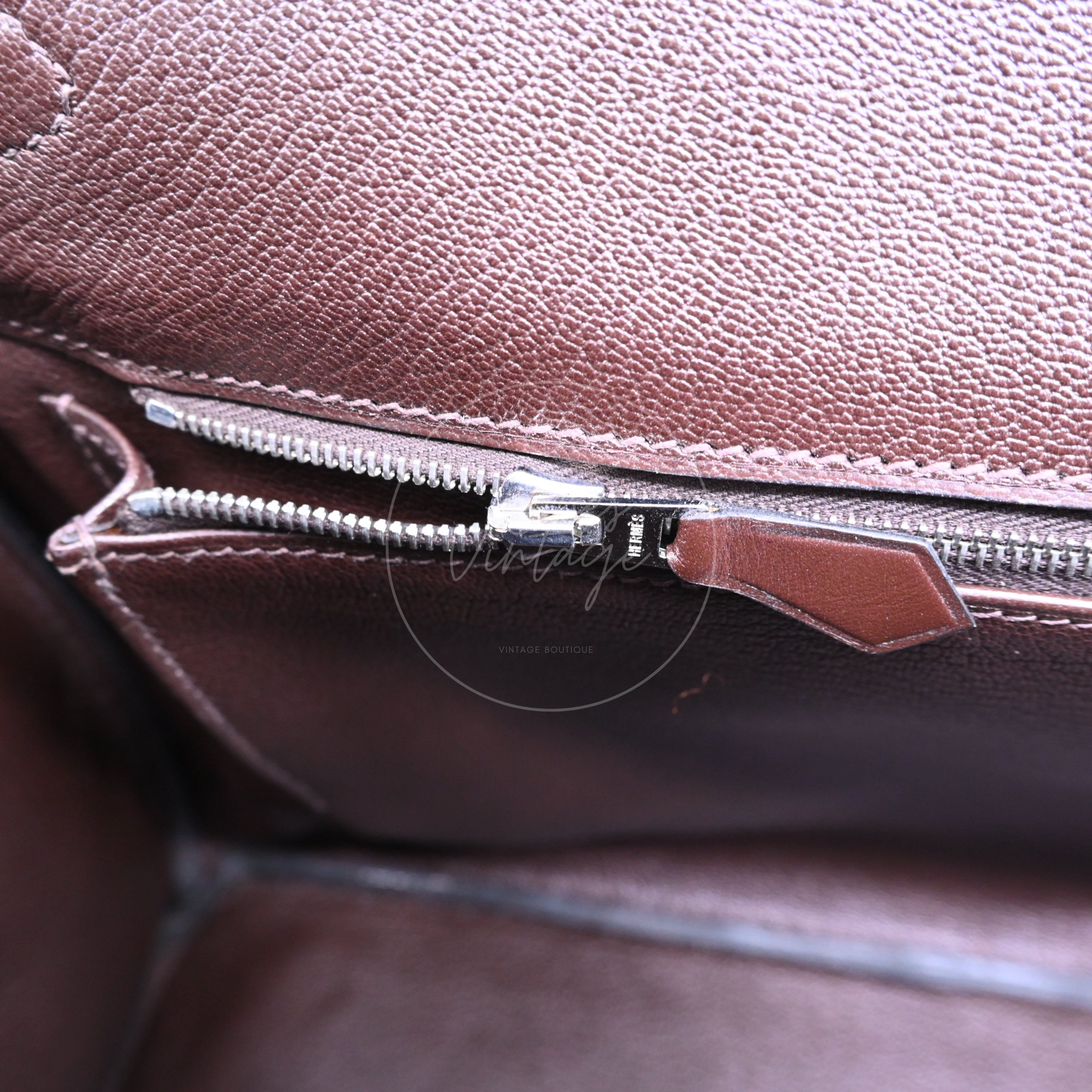 [Pre-owned] Hermes Birkin 35 Ebene Phw Box Leather Stamp Square J