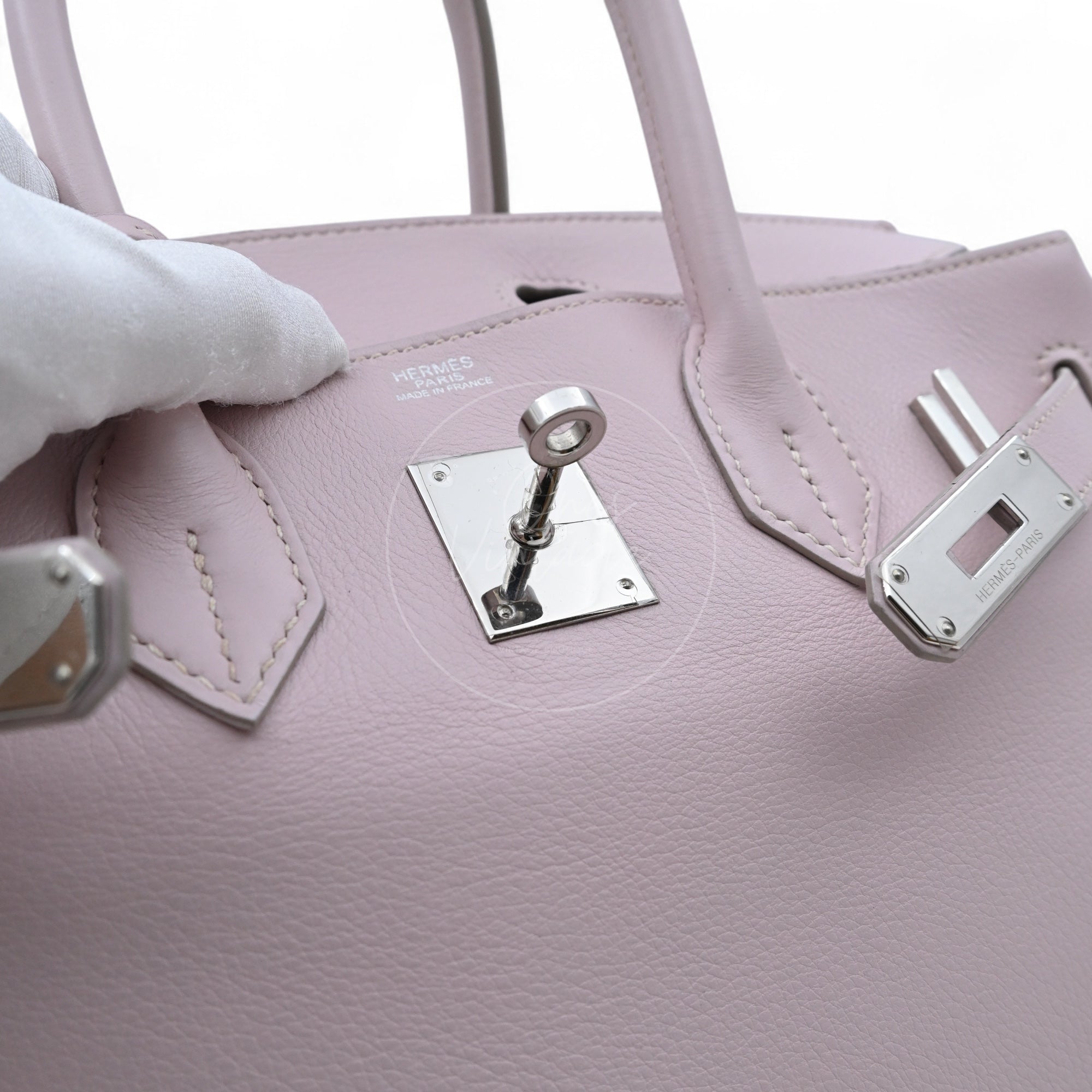 [Pre-owned] Hermes Birkin 30 Mauve Pale TC PHW Stamp Square K