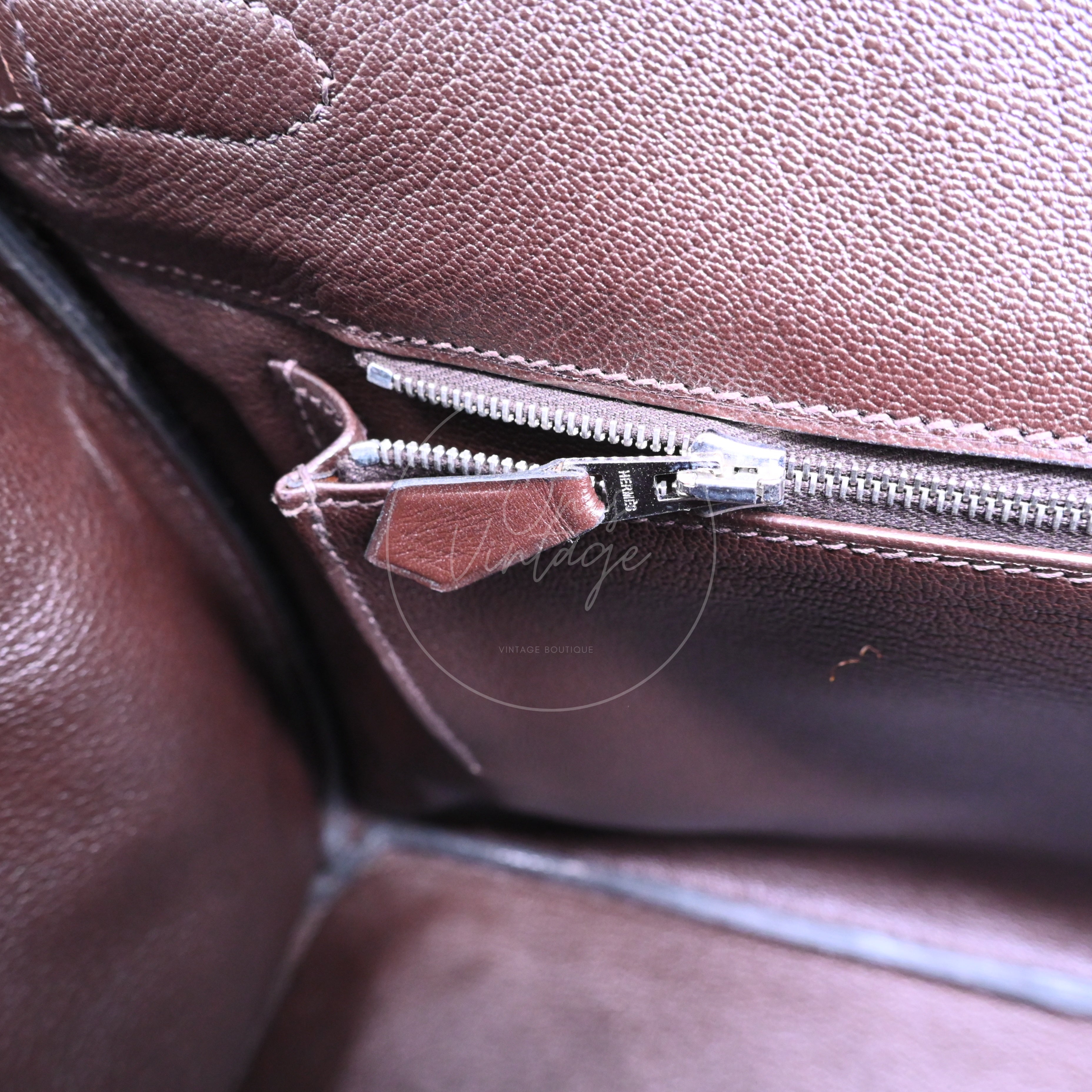[Pre-owned] Hermes Birkin 35 Ebene Phw Box Leather Stamp Square J