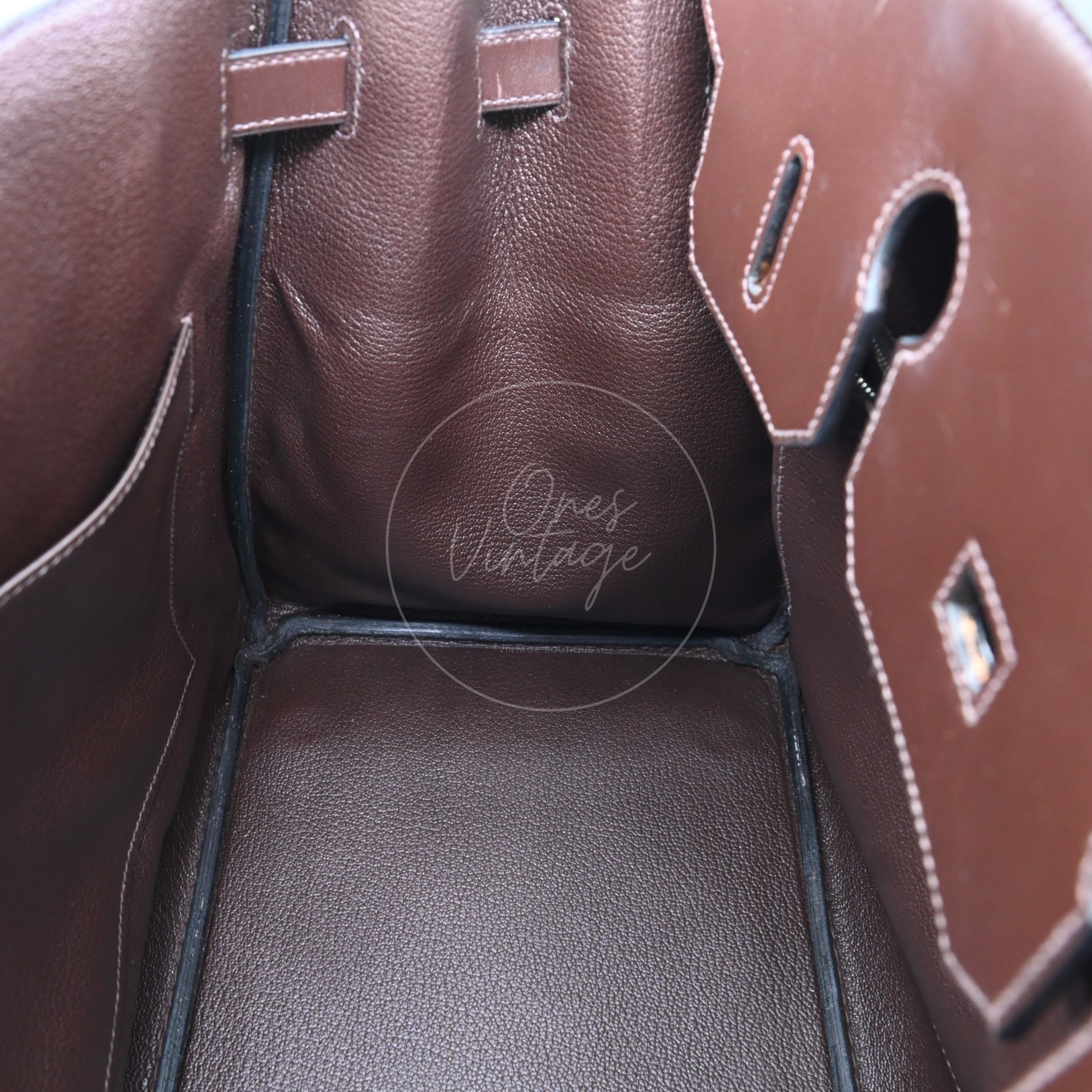 [Pre-owned] Hermes Birkin 35 Ebene Phw Box Leather Stamp Square J