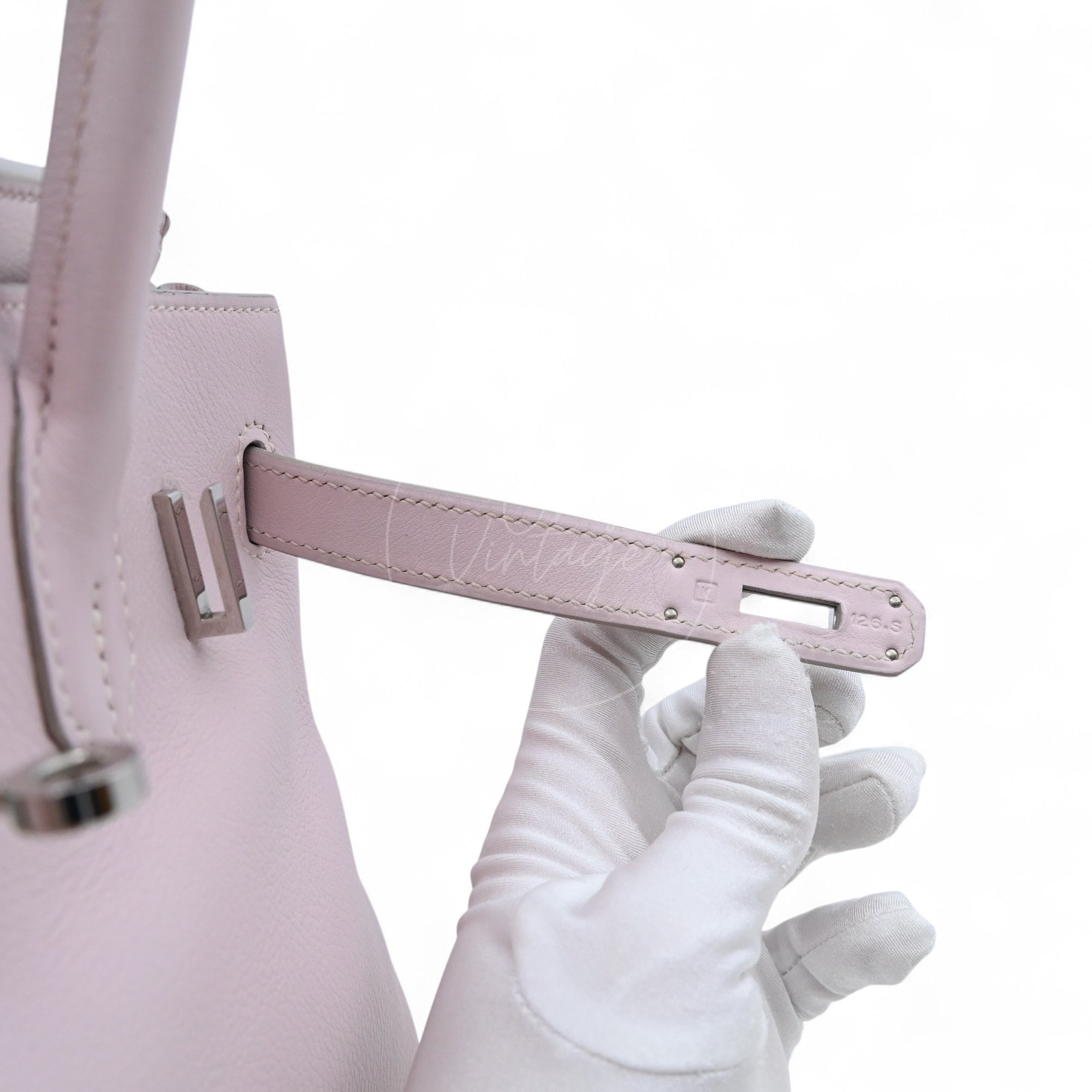 [Pre-owned] Hermes Birkin 30 Mauve Pale TC PHW Stamp Square K
