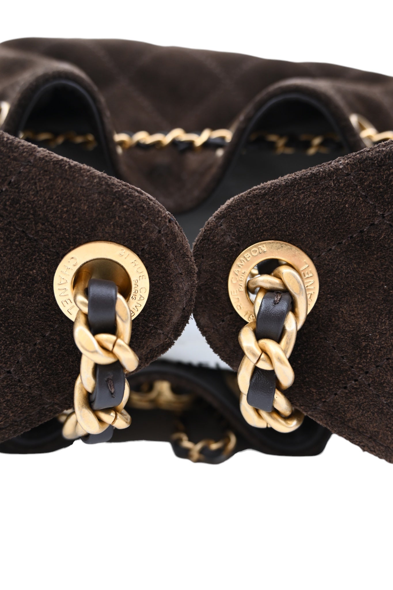 [Unused] Chanel 25 Suede Calfskin & Gold-tone Metal Dark Brown Small Handbag