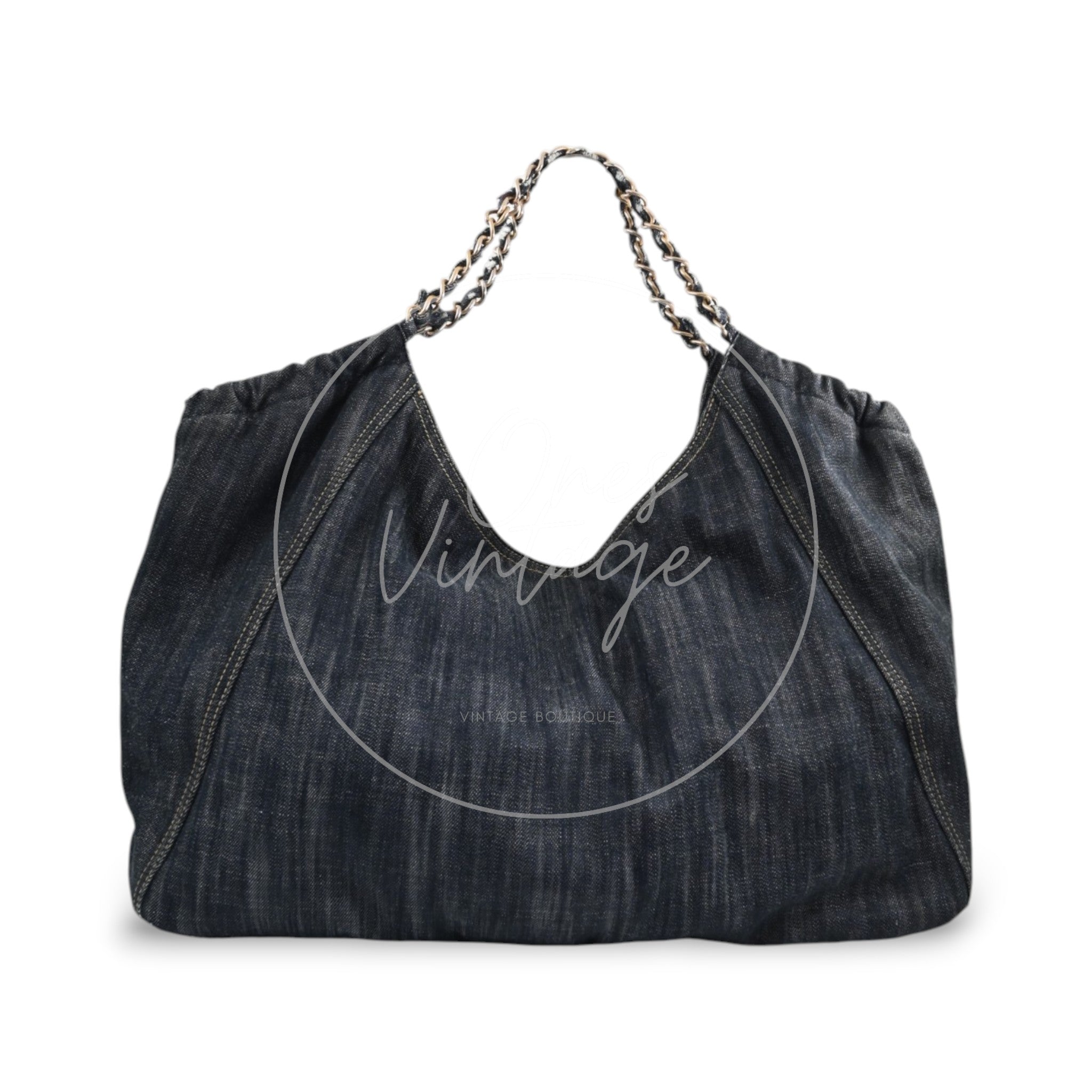 [Pre-owned] Chanel Denim Blue XL Coco Cabas Tote Bag