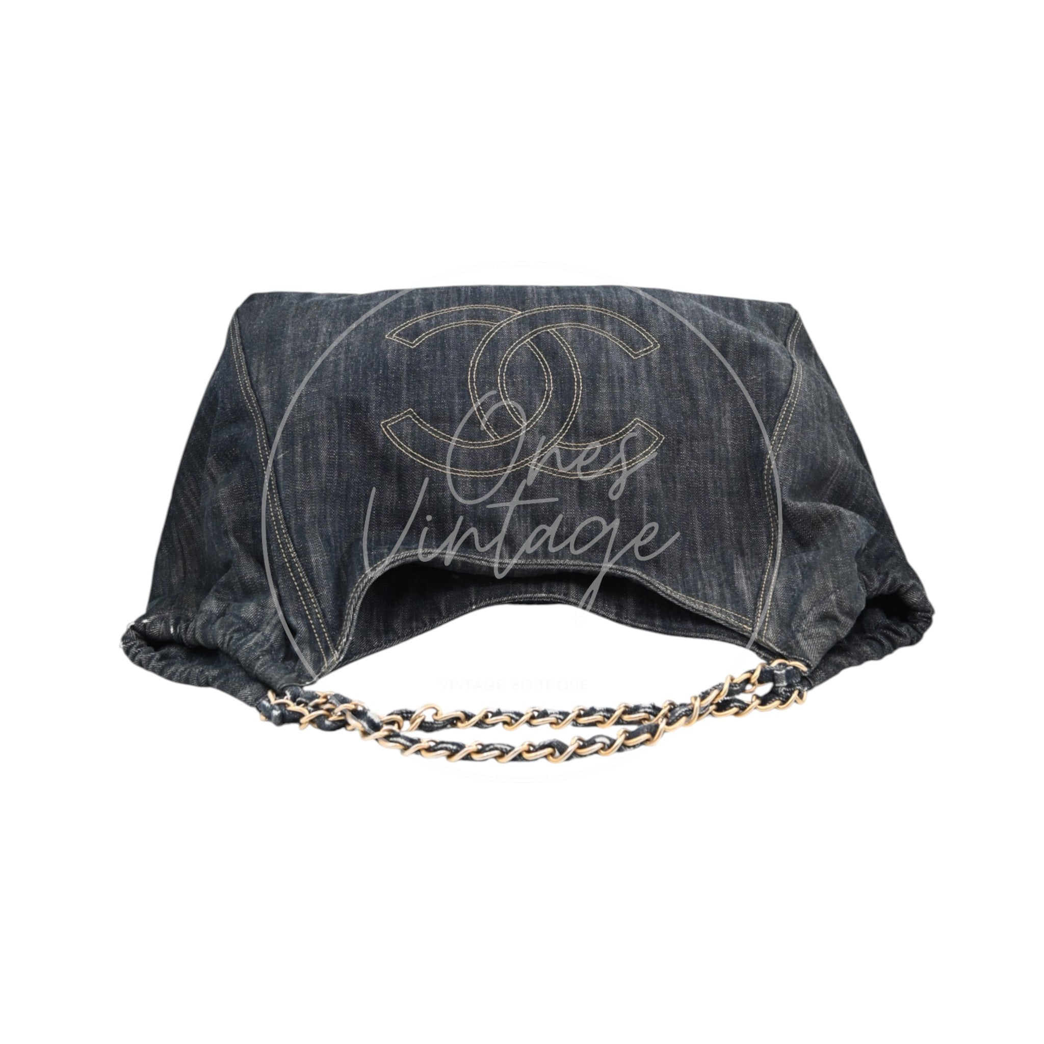 [Pre-owned] Chanel Denim Blue XL Coco Cabas Tote Bag