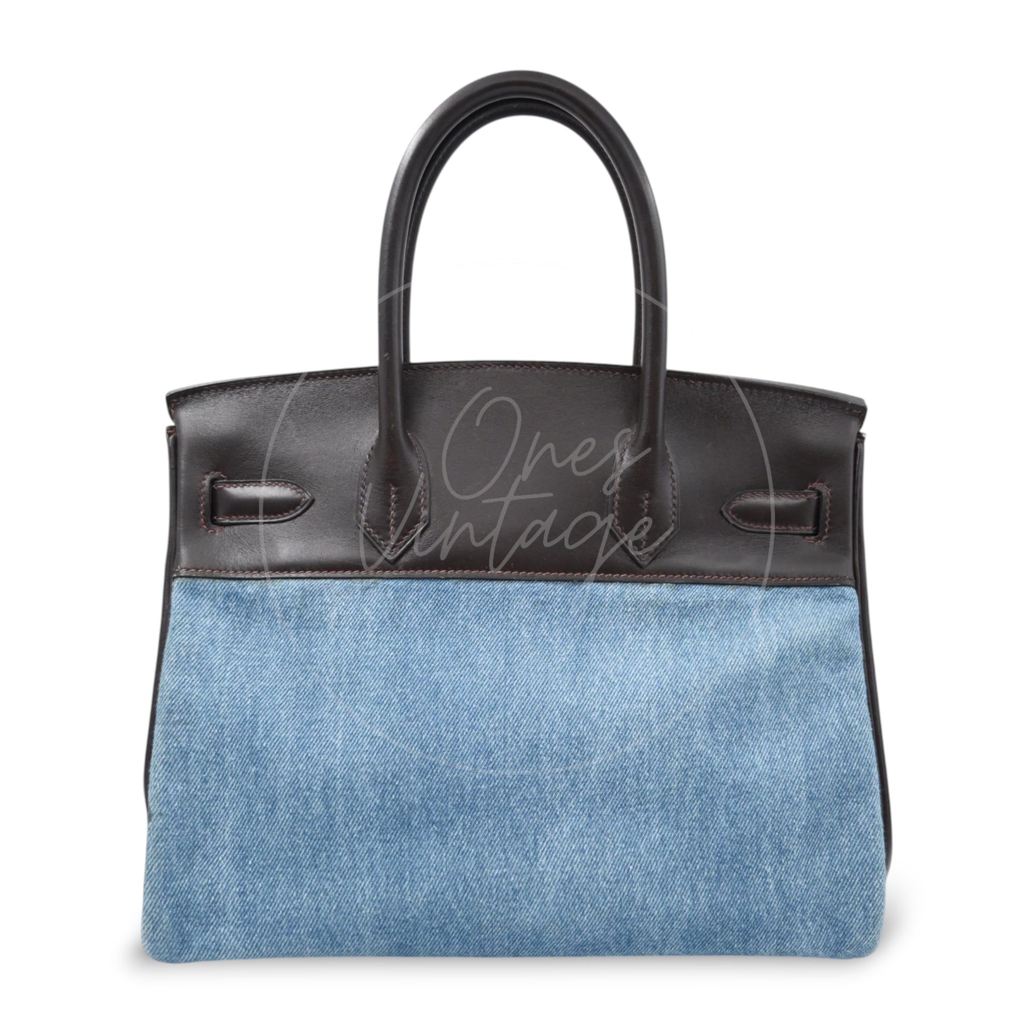 [Pre-owned] Hermes Birkin 30 Denim Ebene Box