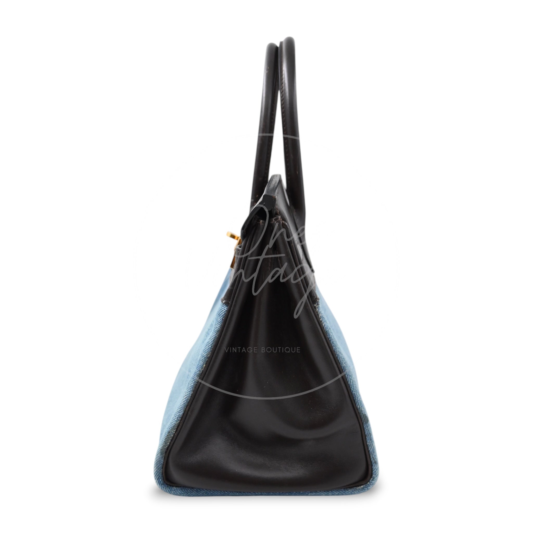 [Pre-owned] Hermes Birkin 30 Denim Ebene Box