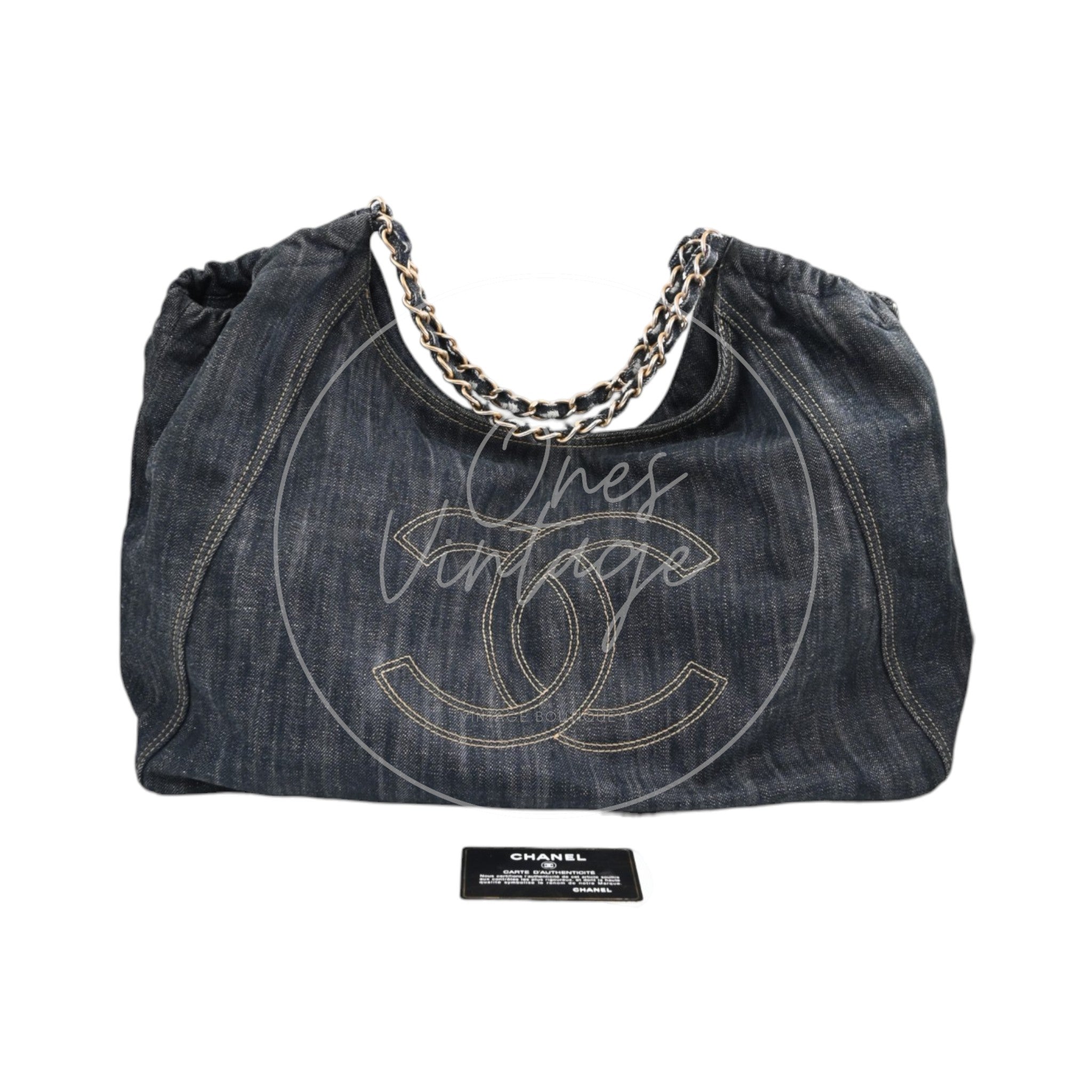 [Pre-owned] Chanel Denim Blue XL Coco Cabas Tote Bag