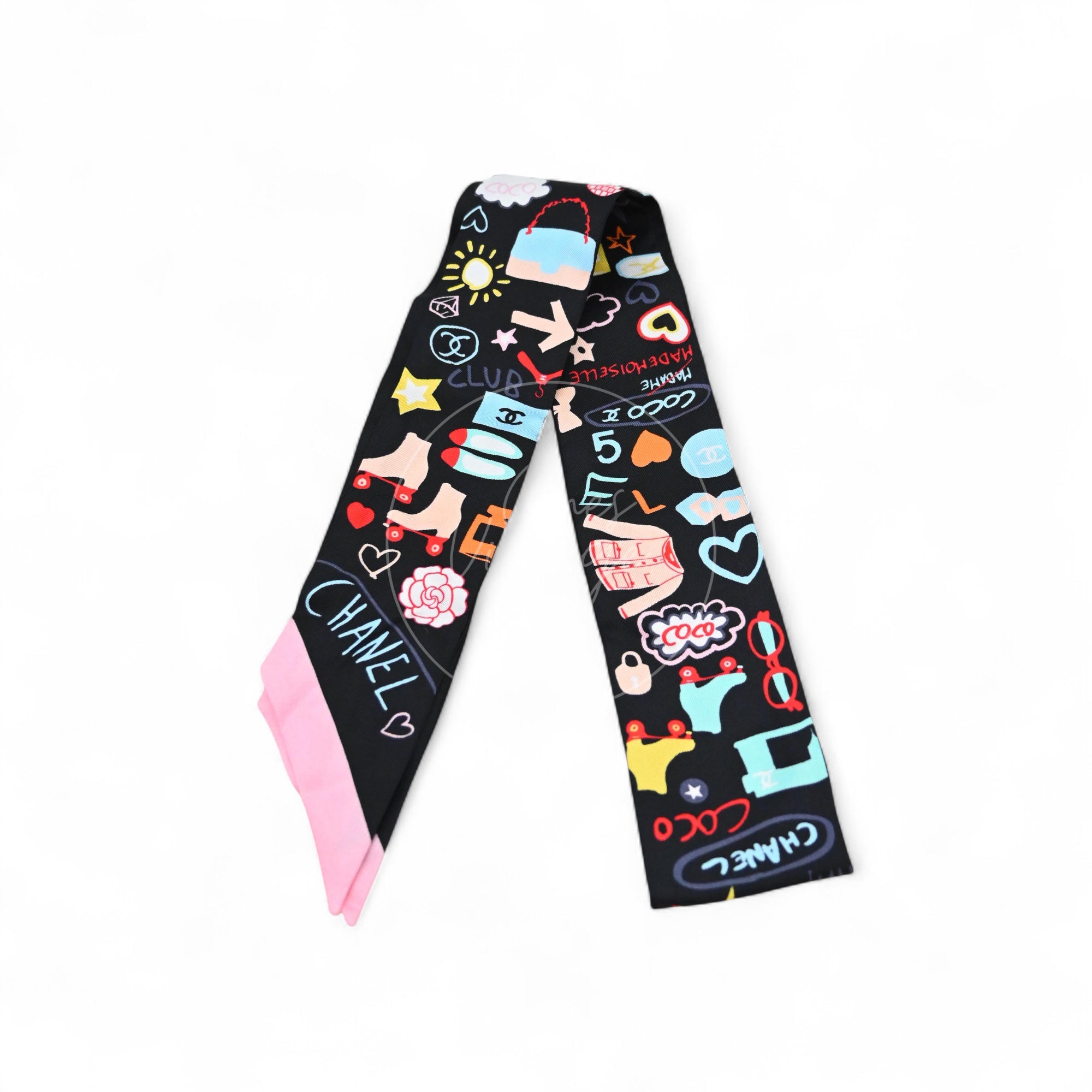 [Pre-owned] Chanel Silk Twilly CC Mark Scarf