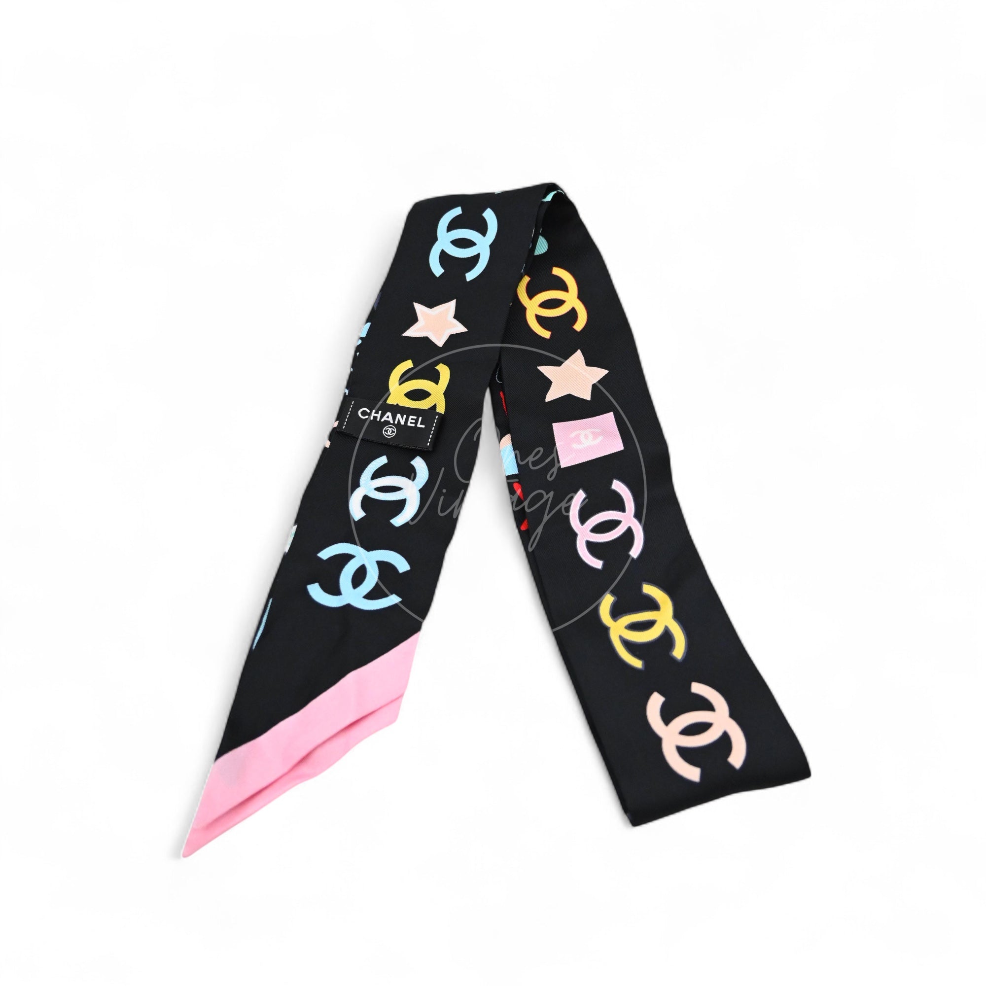 [Pre-owned] Chanel Silk Twilly CC Mark Scarf