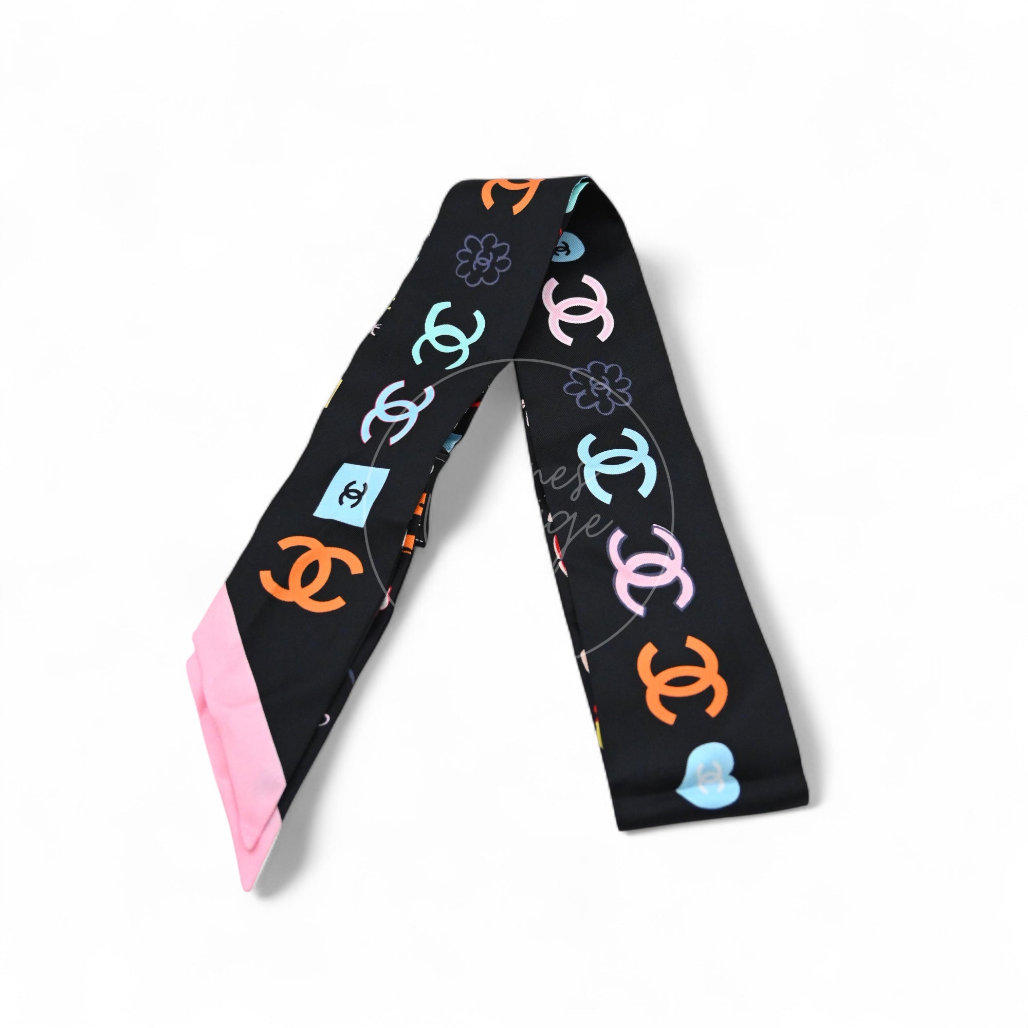 [Pre-owned] Chanel Silk Twilly CC Mark Scarf