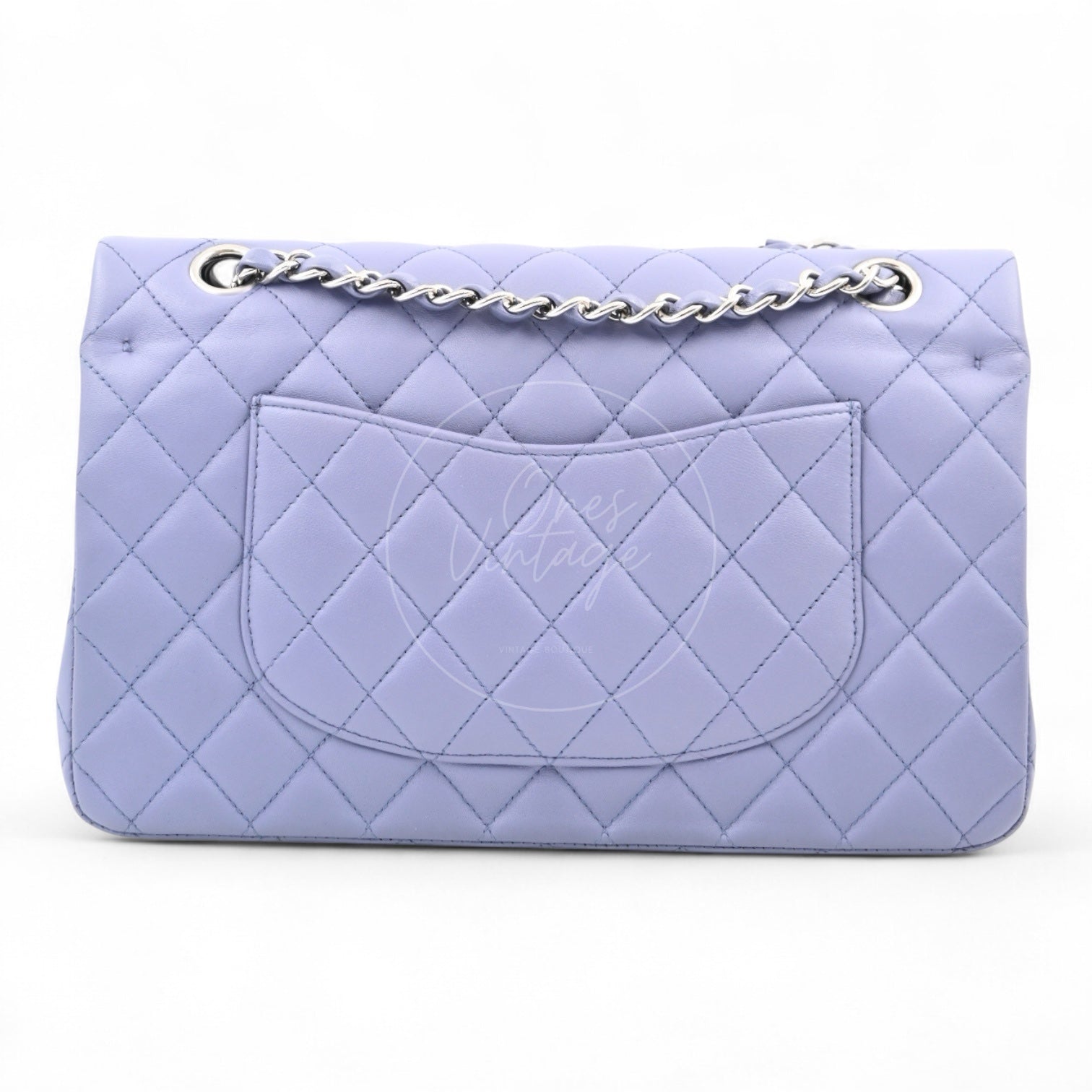 [Pre-owed] Chanel Classic Flap CF25 Lambskin Purple Double Flap Series 15 Bag