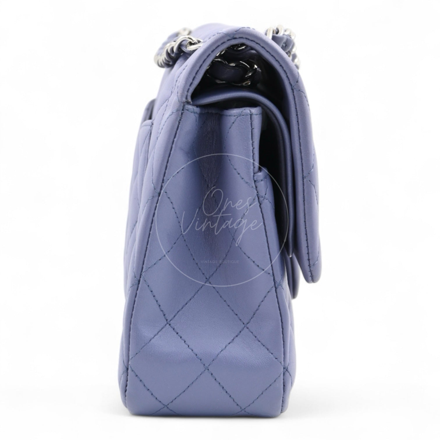 [Pre-owed] Chanel Classic Flap CF25 Lambskin Purple Double Flap Series 15 Bag