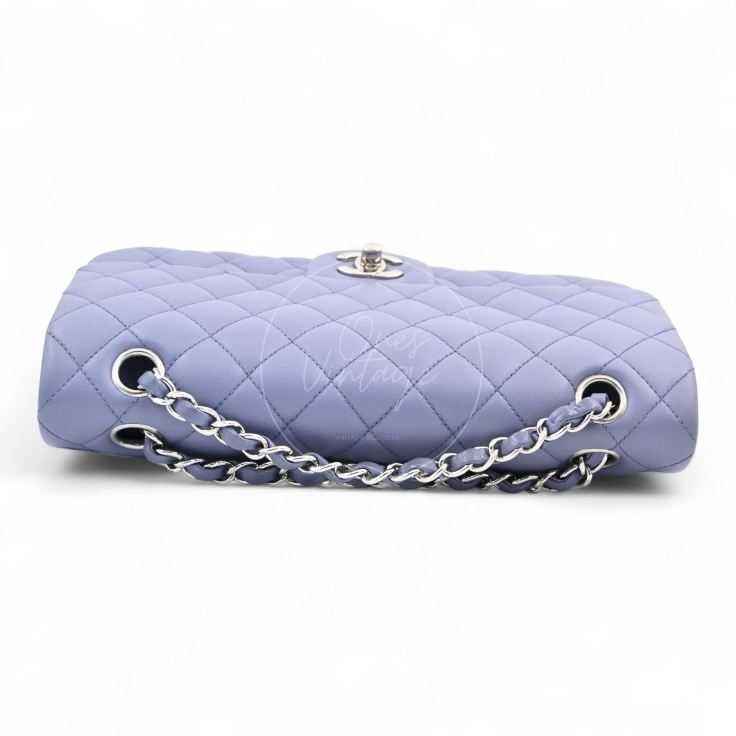 [Pre-owed] Chanel Classic Flap CF25 Lambskin Purple Double Flap Series 15 Bag