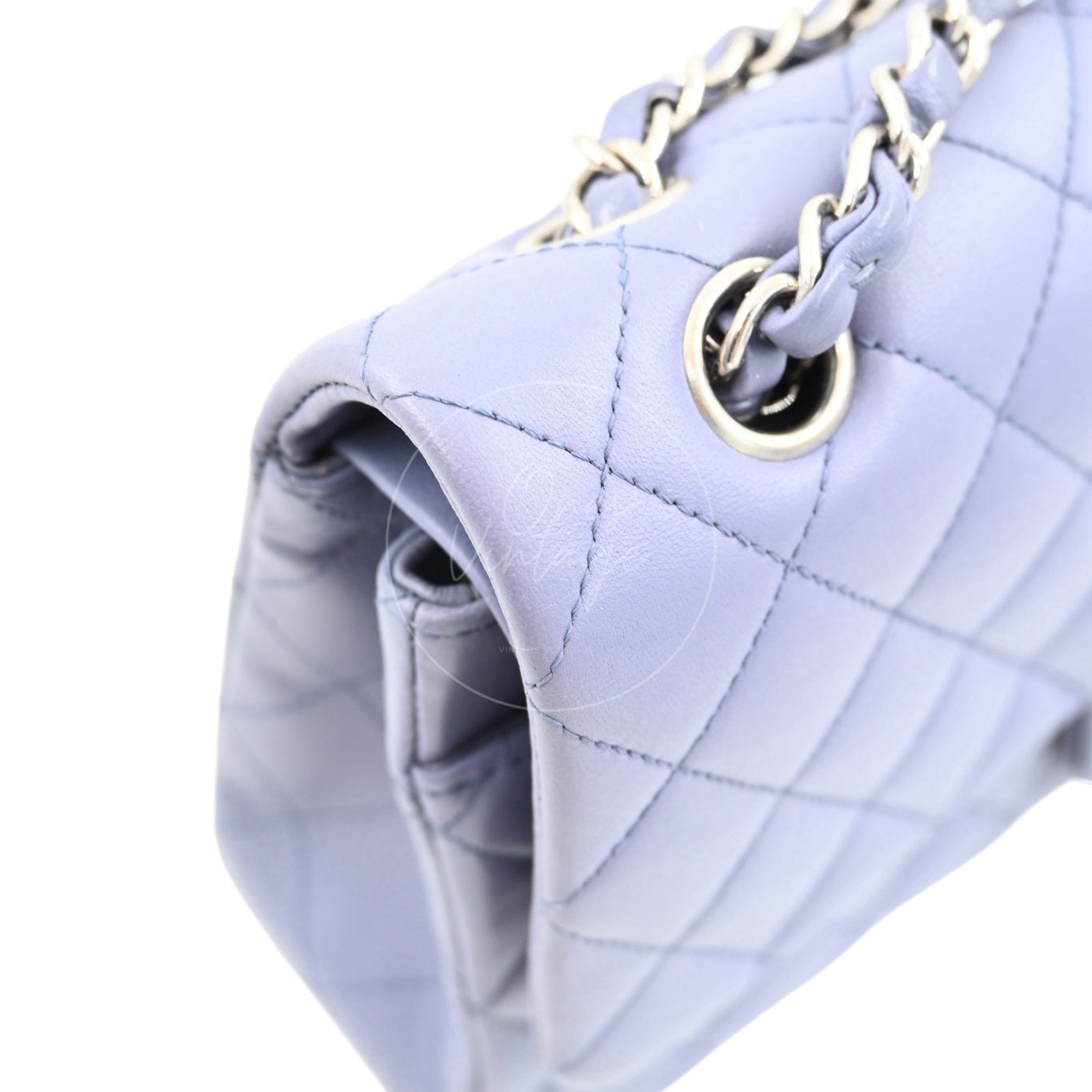 [Pre-owed] Chanel Classic Flap CF25 Lambskin Purple Double Flap Series 15 Bag