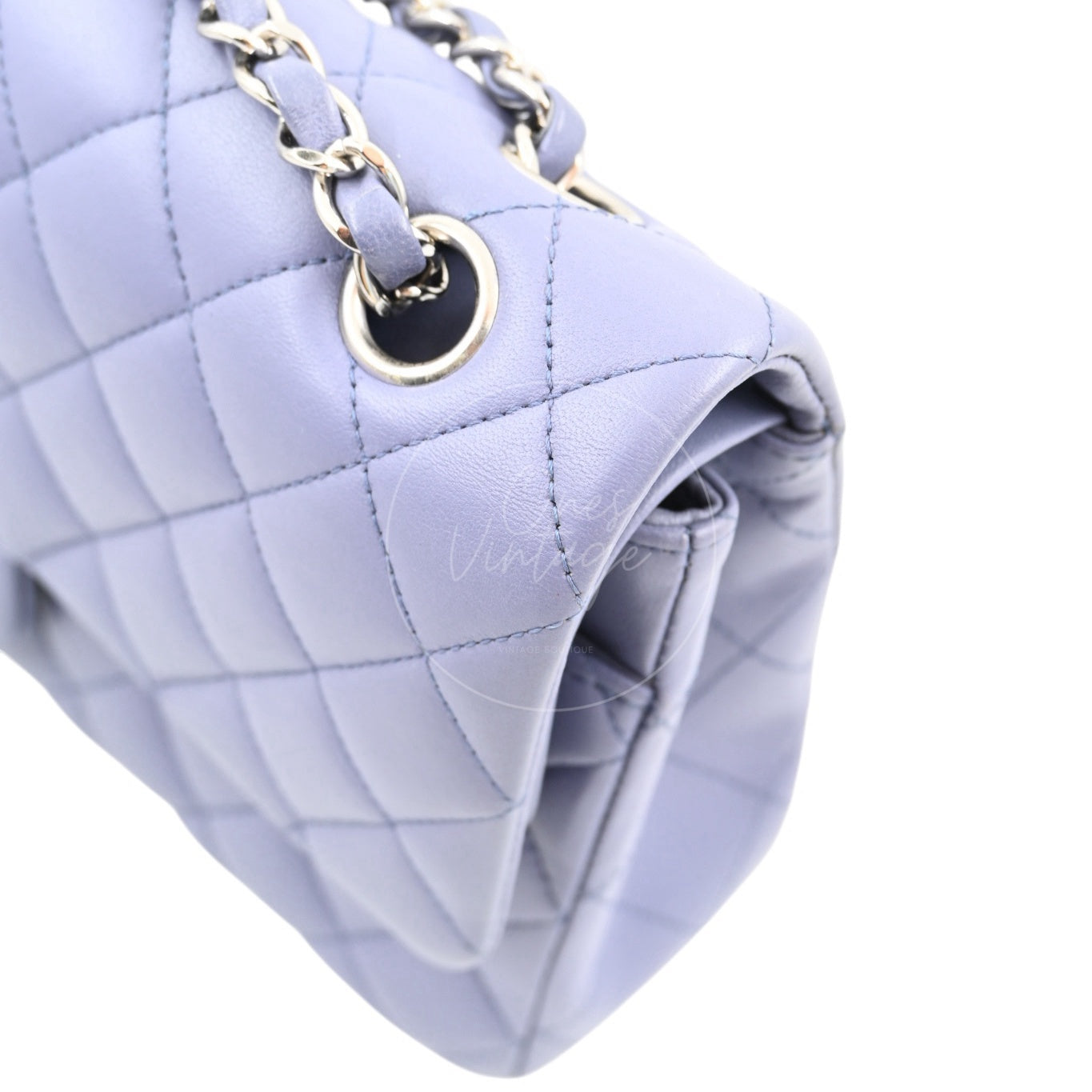 [Pre-owed] Chanel Classic Flap CF25 Lambskin Purple Double Flap Series 15 Bag