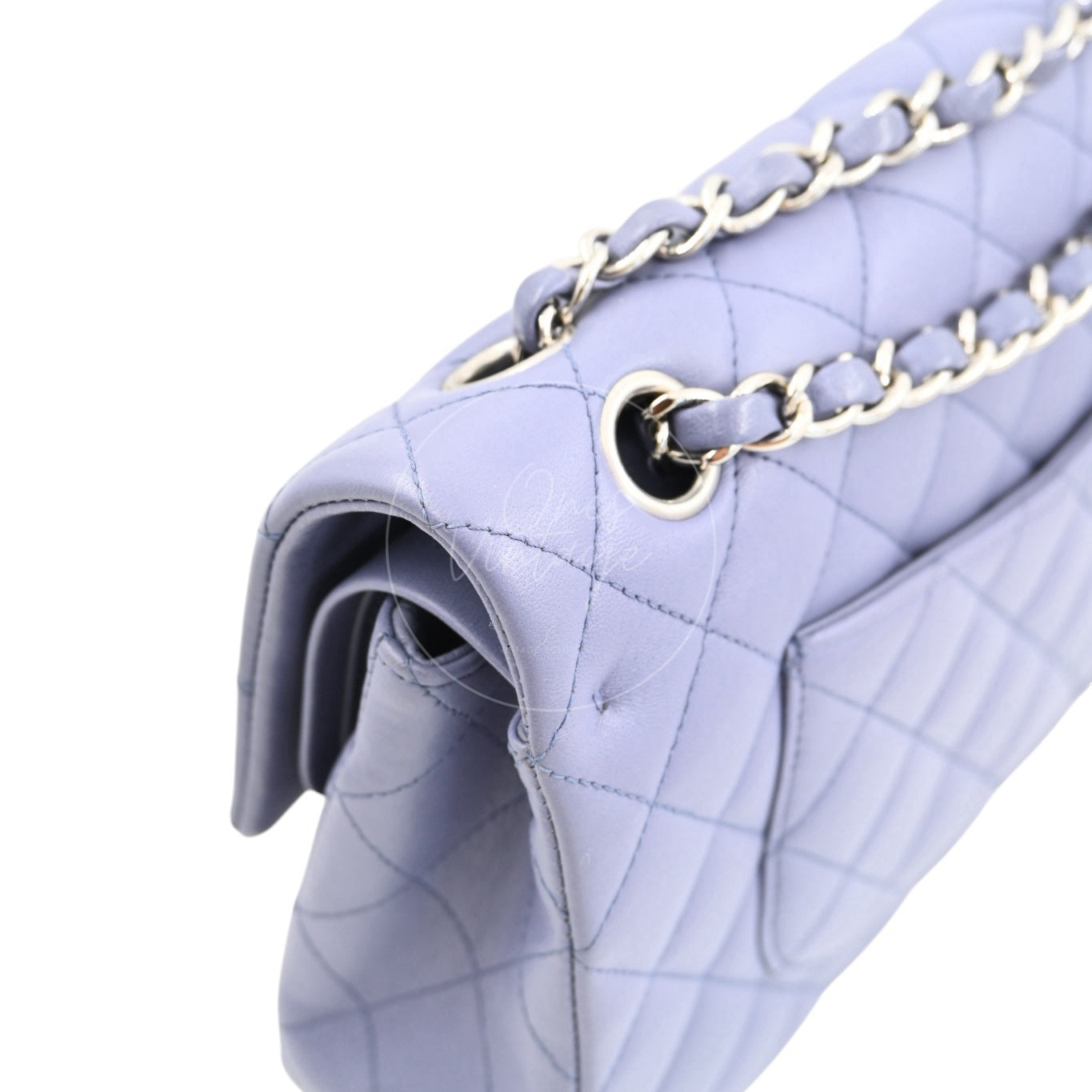 [Pre-owed] Chanel Classic Flap CF25 Lambskin Purple Double Flap Series 15 Bag