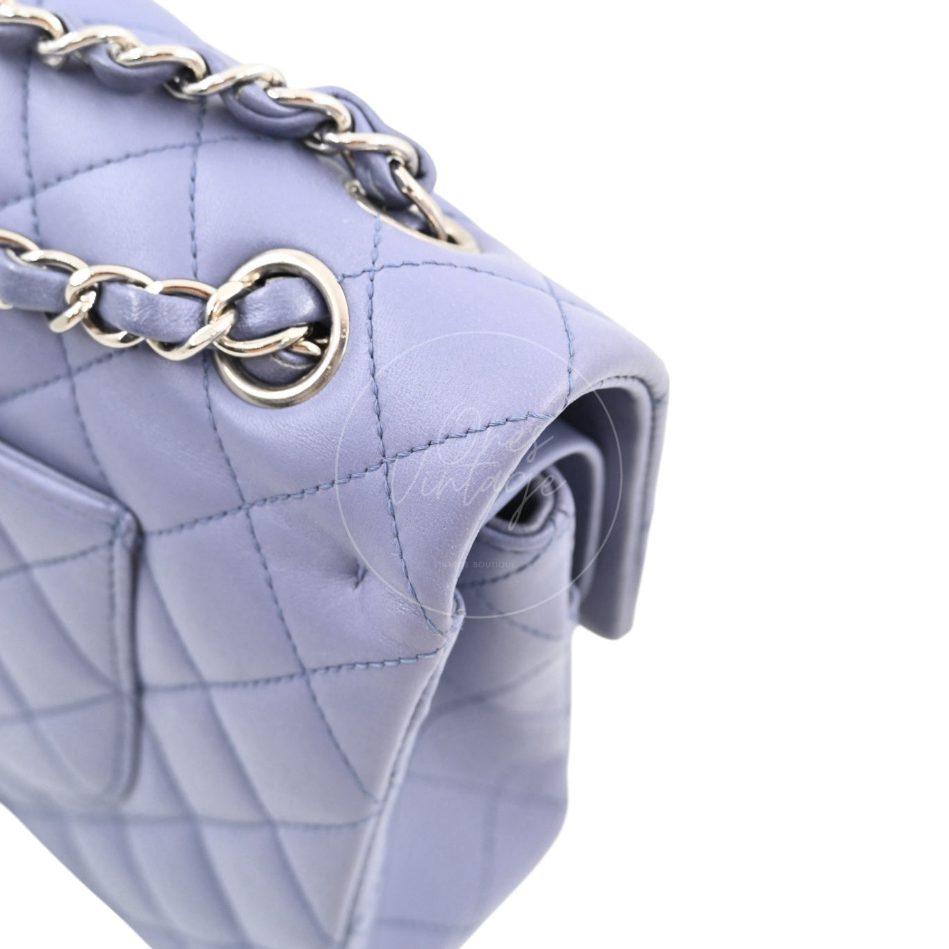 [Pre-owed] Chanel Classic Flap CF25 Lambskin Purple Double Flap Series 15 Bag