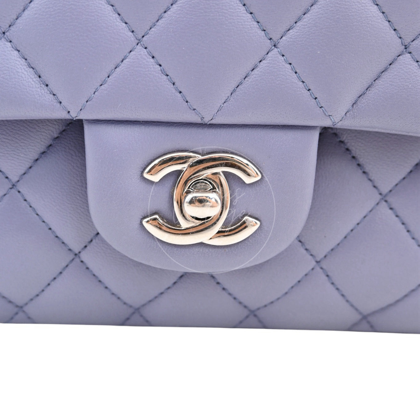 [Pre-owed] Chanel Classic Flap CF25 Lambskin Purple Double Flap Series 15 Bag