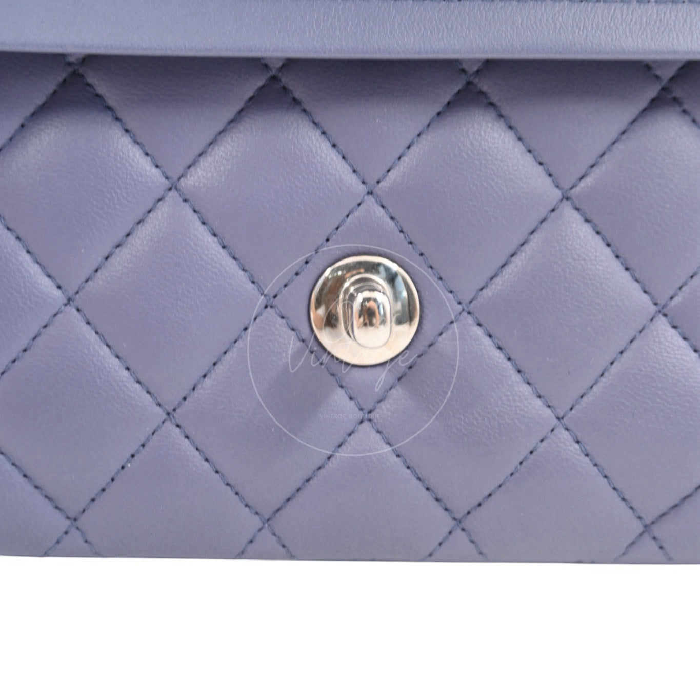 [Pre-owed] Chanel Classic Flap CF25 Lambskin Purple Double Flap Series 15 Bag
