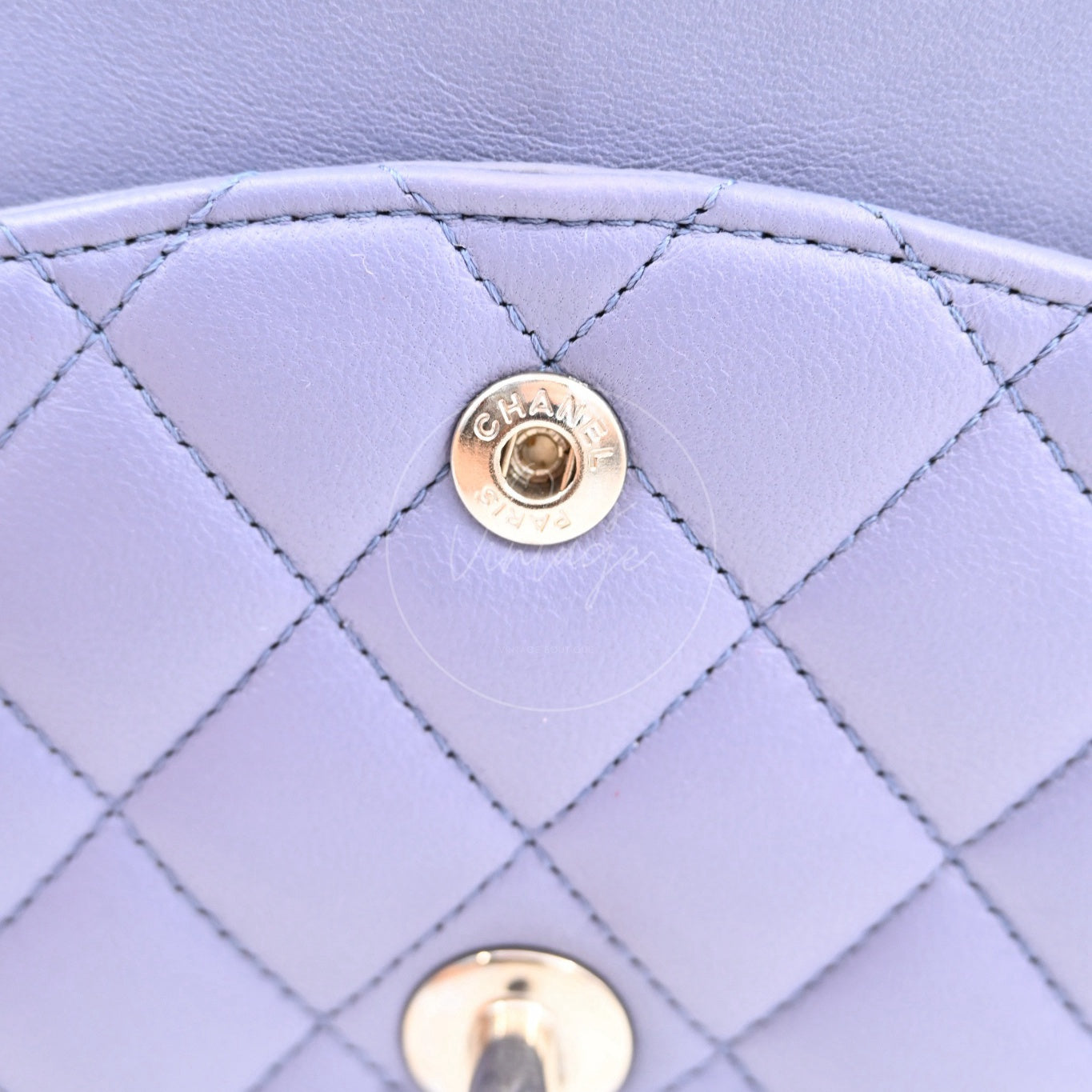 [Pre-owed] Chanel Classic Flap CF25 Lambskin Purple Double Flap Series 15 Bag