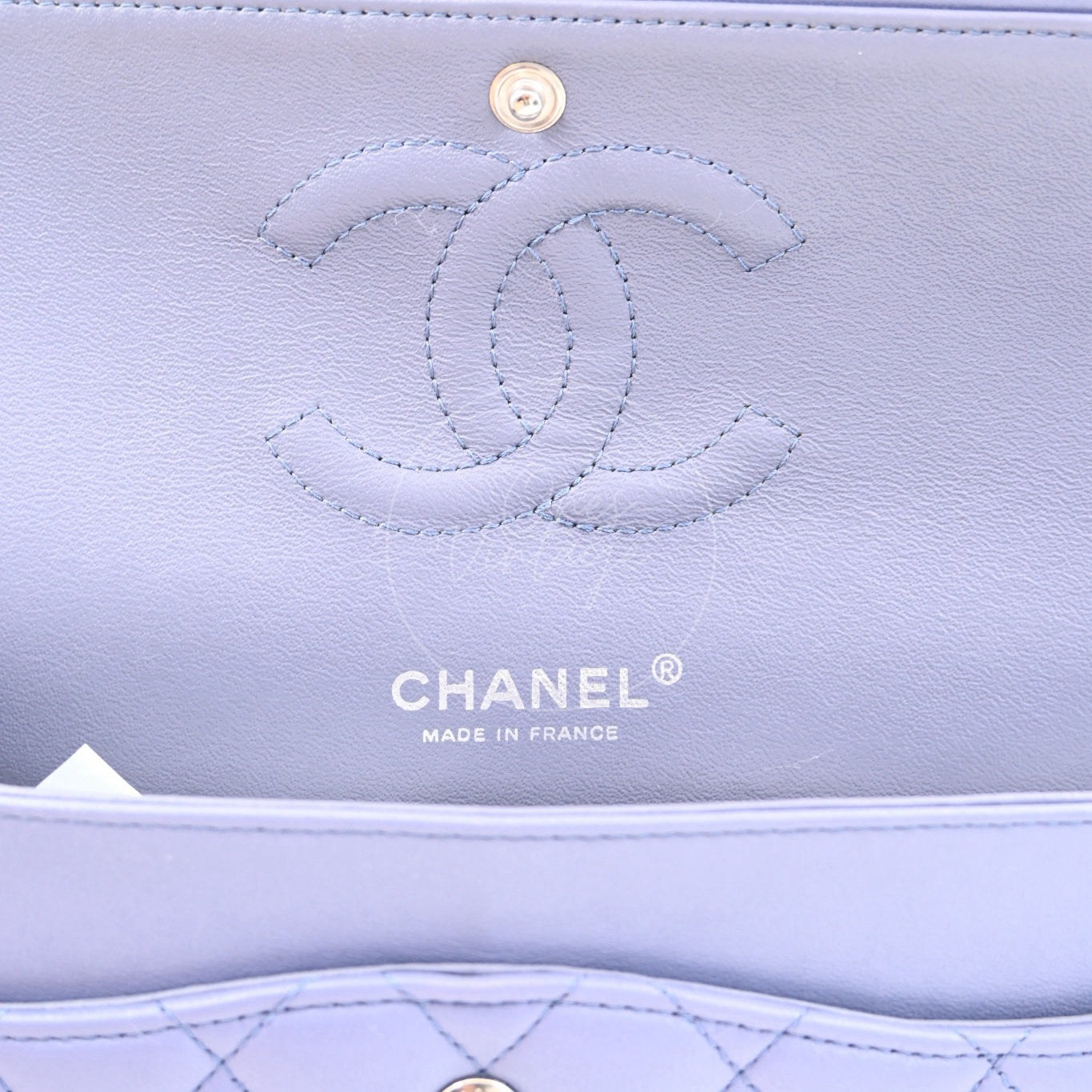 [Pre-owed] Chanel Classic Flap CF25 Lambskin Purple Double Flap Series 15 Bag