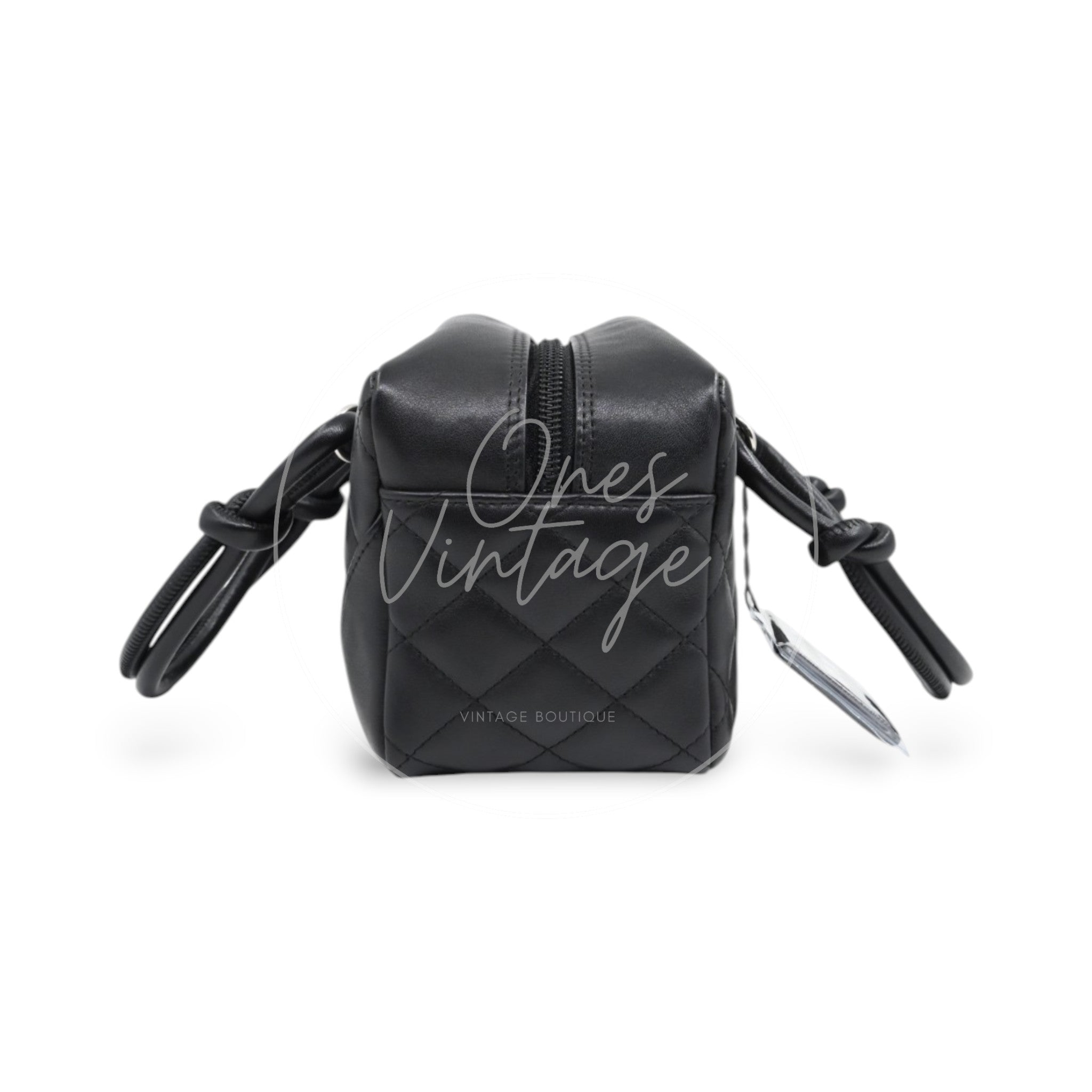 [Pre-owned] Chanel Cambon Ligne Bowler Bag Black Lambskin Leather