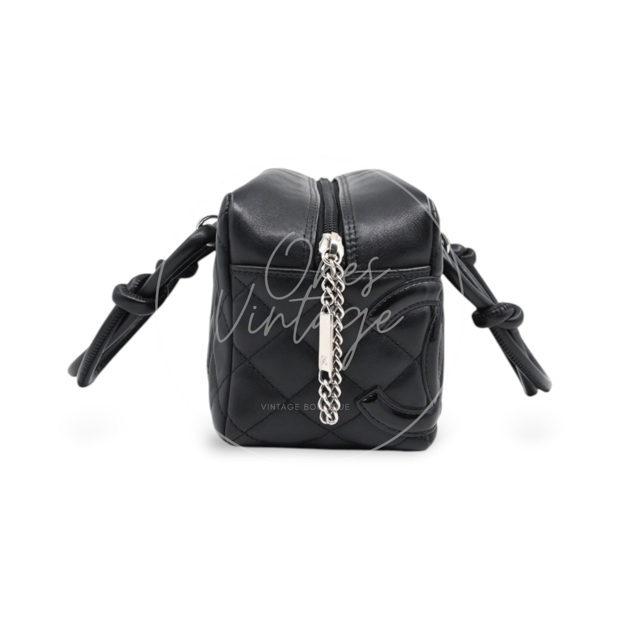 [Pre-owned] Chanel Cambon Ligne Bowler Bag Black Lambskin Leather
