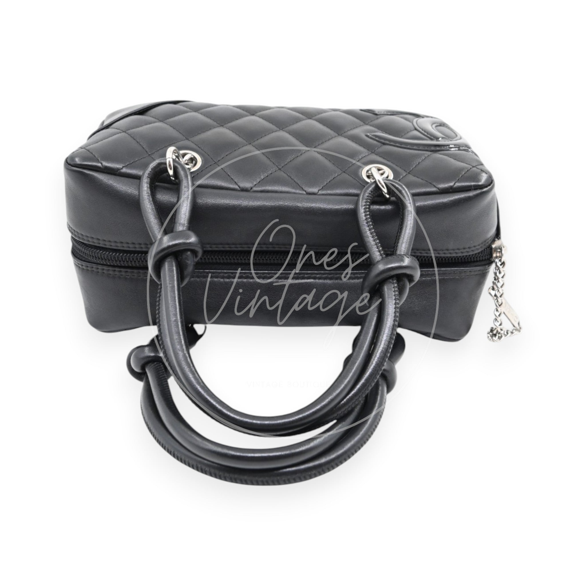 [Pre-owned] Chanel Cambon Ligne Bowler Bag Black Lambskin Leather