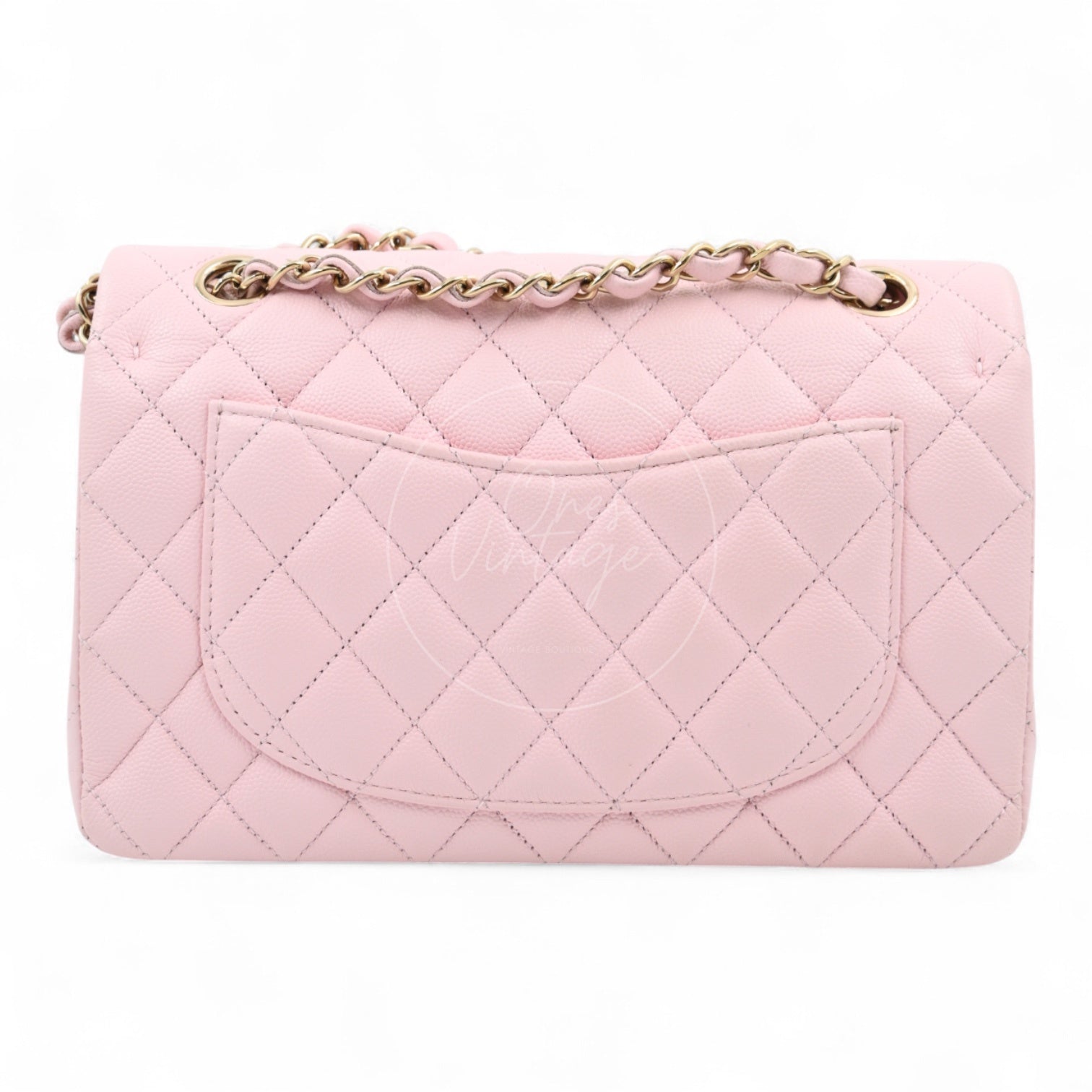 [Pre-owned] Chanel Caviar 22A Pink Small Classic Double Flap Bag 23