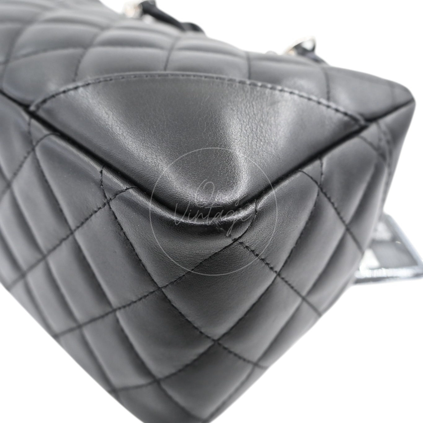 [Pre-owned] Chanel Cambon Ligne Bowler Bag Black Lambskin Leather