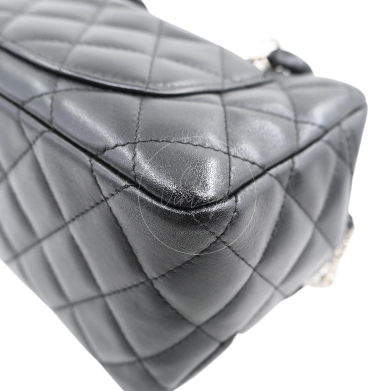[Pre-owned] Chanel Cambon Ligne Bowler Bag Black Lambskin Leather