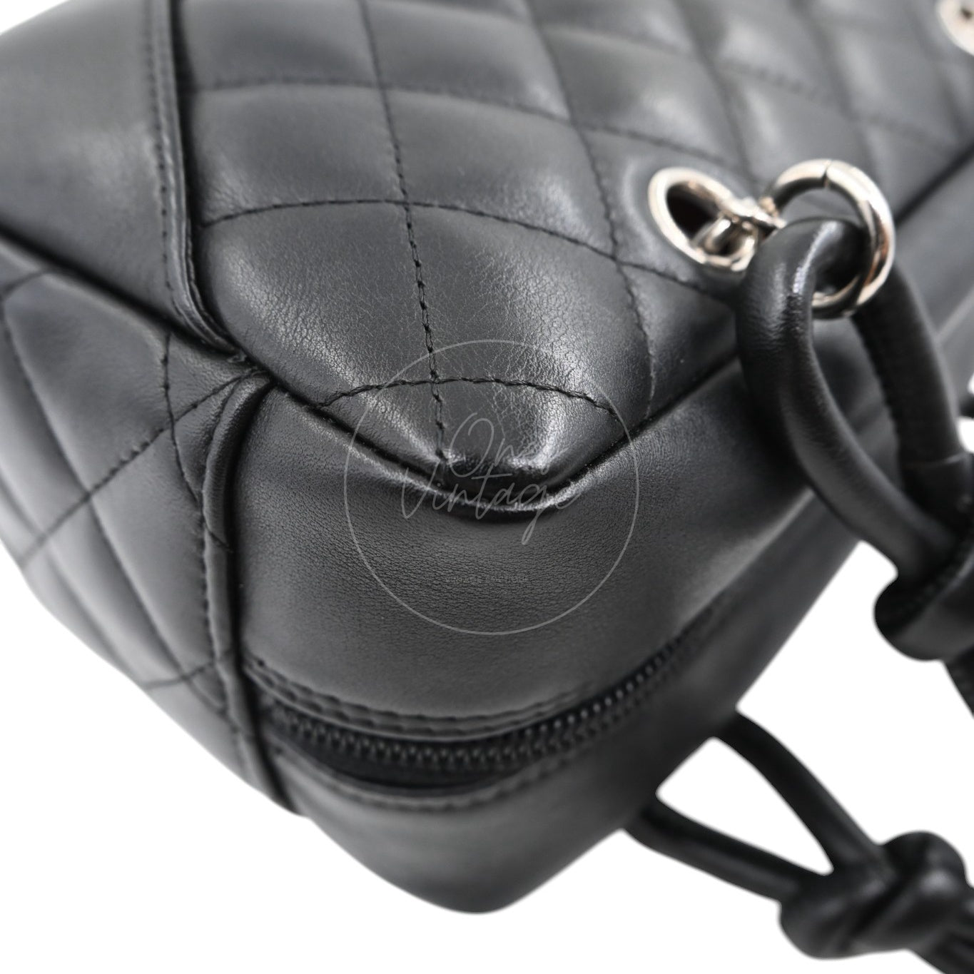 [Pre-owned] Chanel Cambon Ligne Bowler Bag Black Lambskin Leather