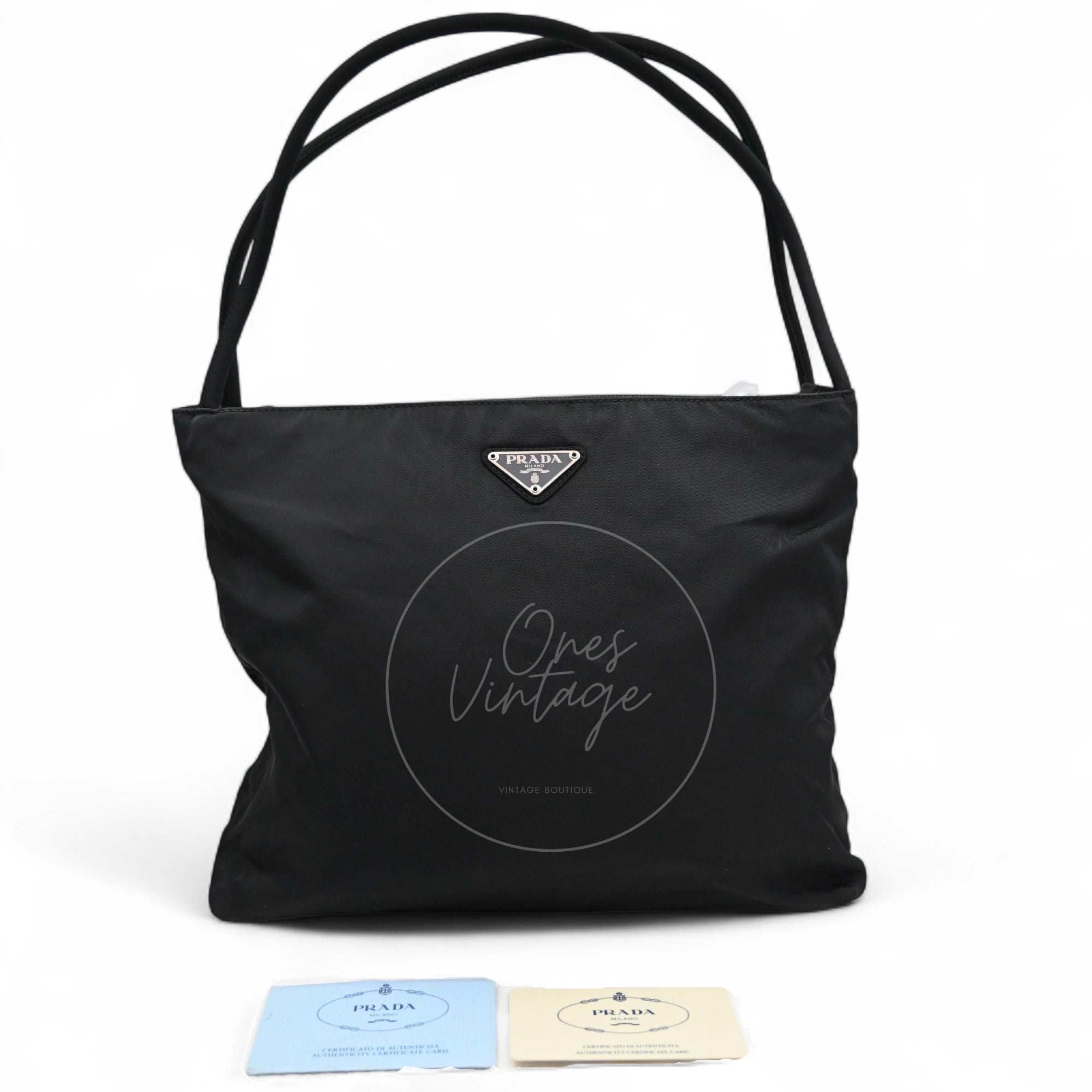 [Pre-owned] PRADA B6242 Tessuto City Black Nylon Tote Bag